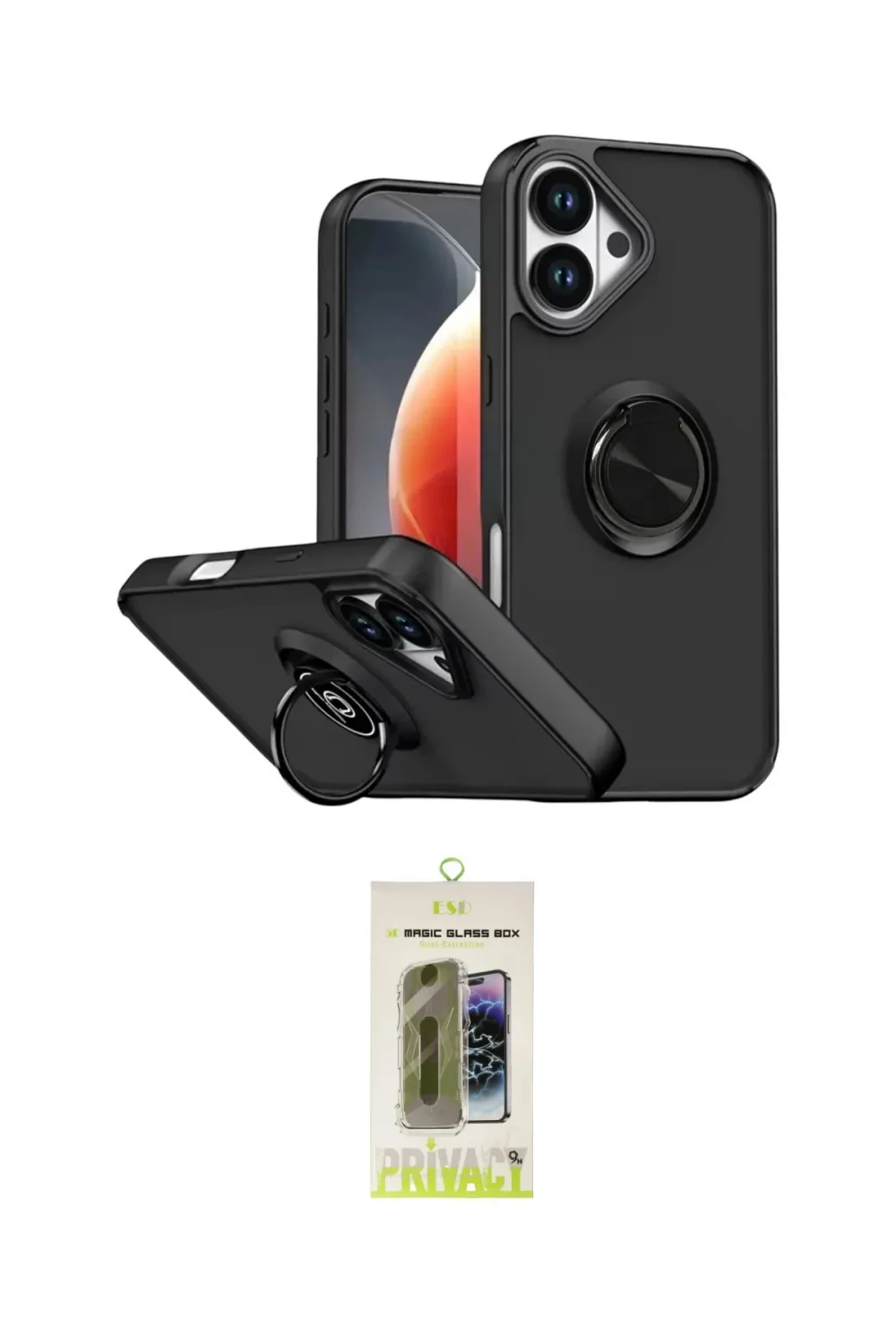 ieg™ iPhone 17 Kılıf Yörünge Çizgi - Siyah Joko Magic 5D Hayalet Cam