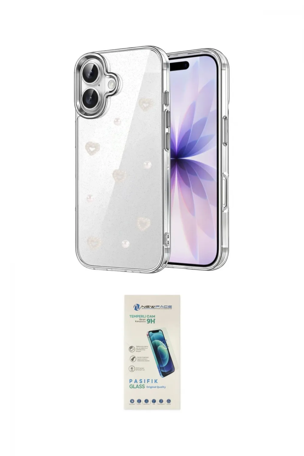 ieg™ iPhone 17 Kılıf Yörünge Form - Şeffaf Pasifik Cam Ekran Koruyucu