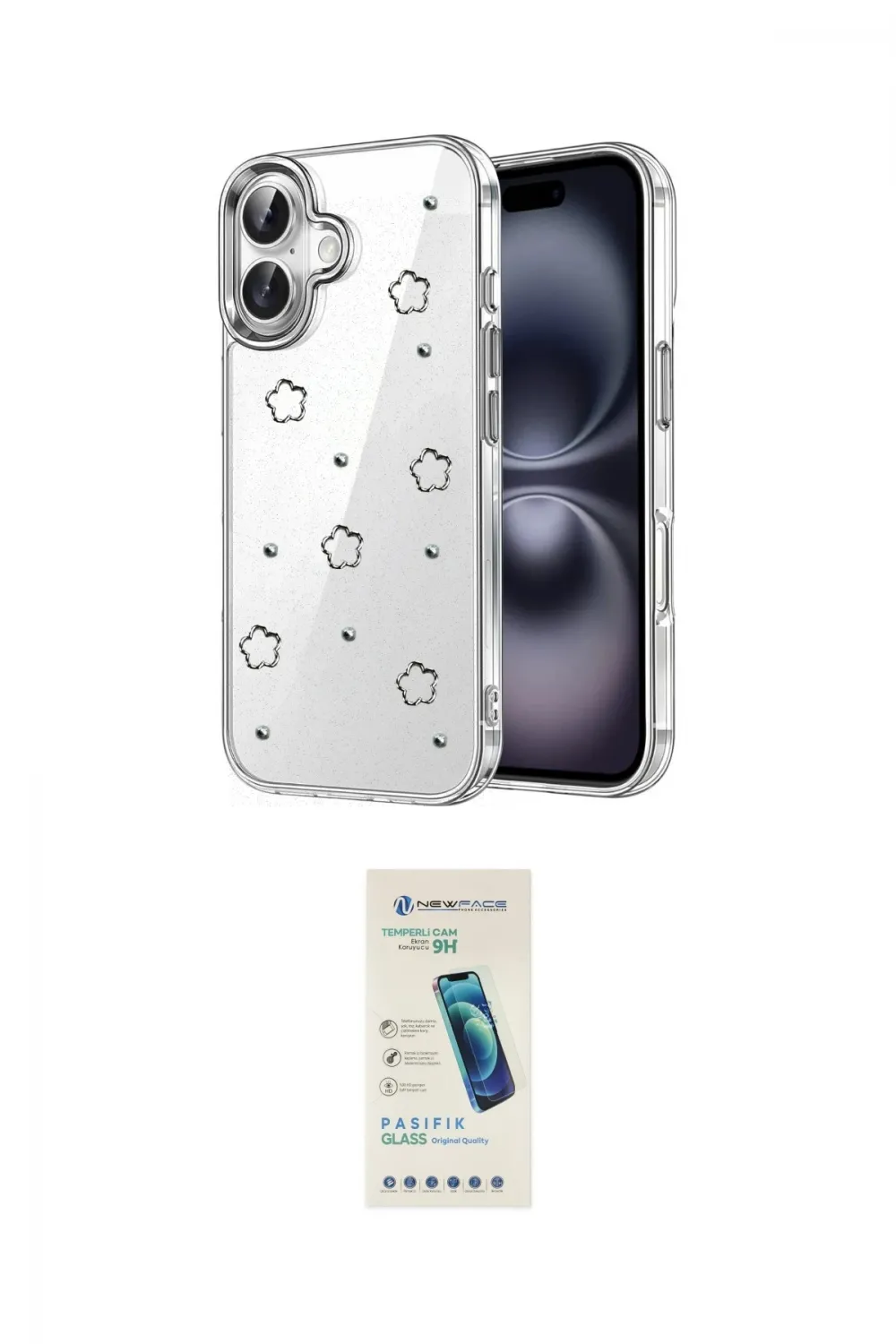 ieg™ iPhone 17 Kılıf Yörünge Form - Şeffaf Pasifik Cam Ekran Koruyucu