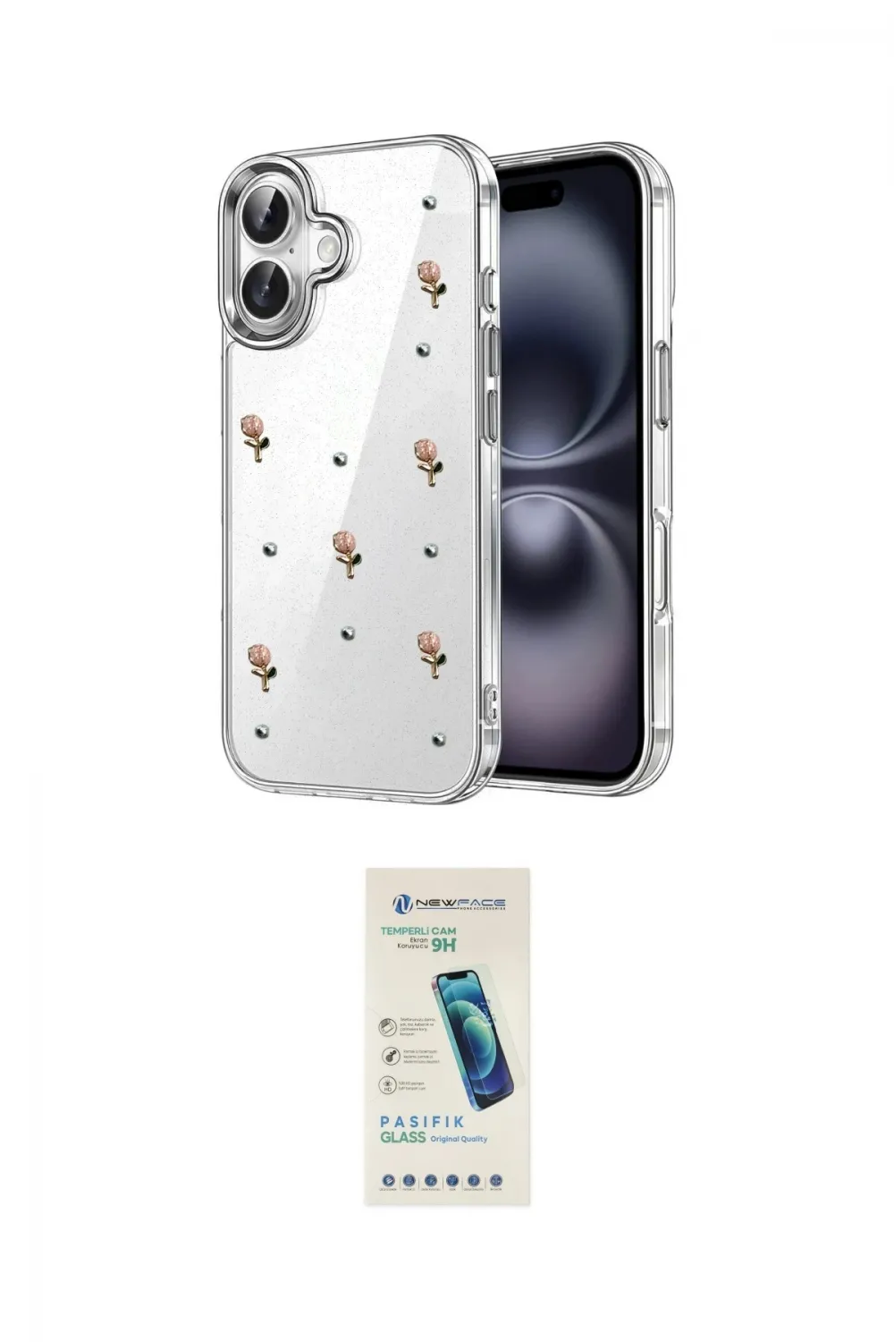 ieg™ iPhone 17 Kılıf Yörünge Form - Şeffaf Pasifik Cam Ekran Koruyucu