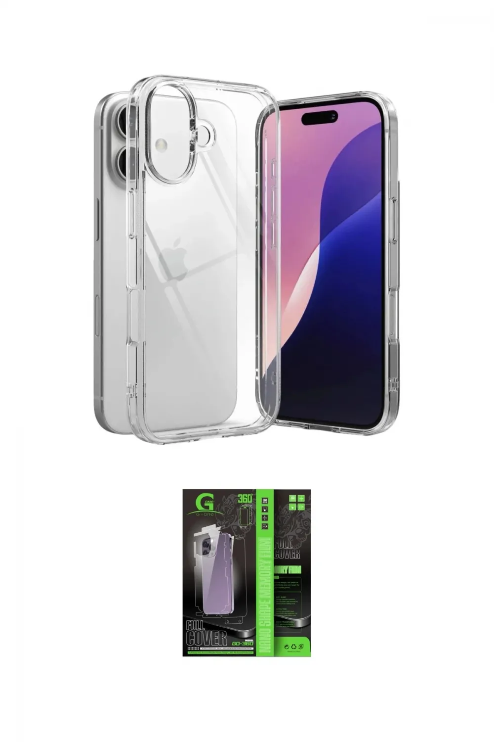 ieg™ iPhone 17 Kılıf Zirve Doku - Şeffaf 360 Full Body Arka Koruyucu