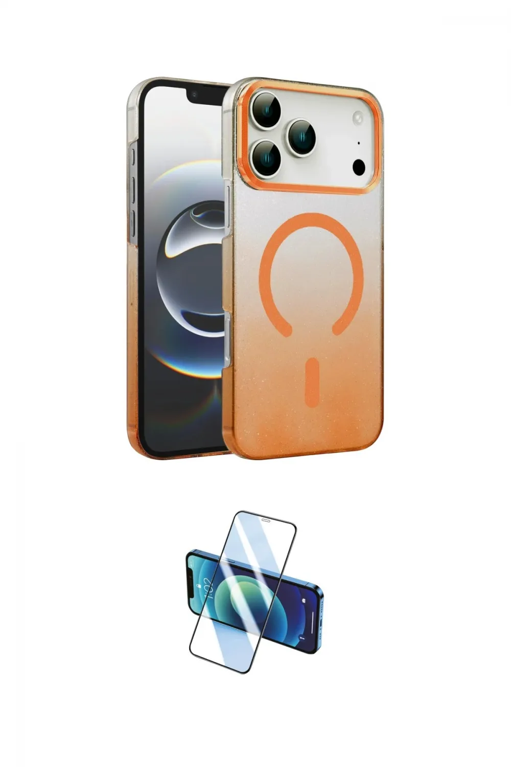 ieg™ iPhone 17 Pro Kılıf Ahenk Doku Özel Seri - Siyah 3D Antistatik Cam Ekran Koruyucu