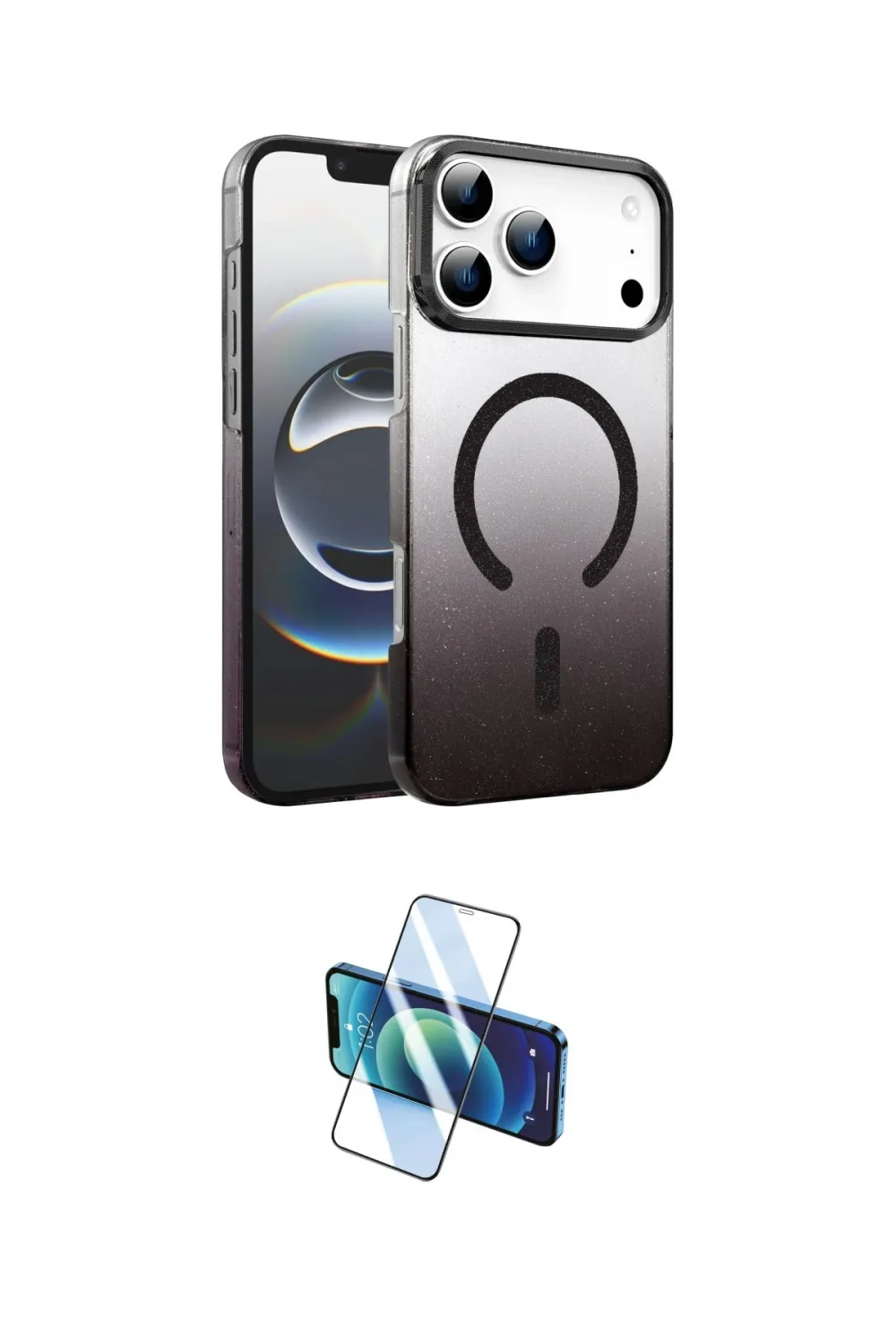 ieg™ iPhone 17 Pro Kılıf Ahenk Doku Özel Seri - Siyah 3D Antistatik Seramik Nano Ekran Koruyucu
