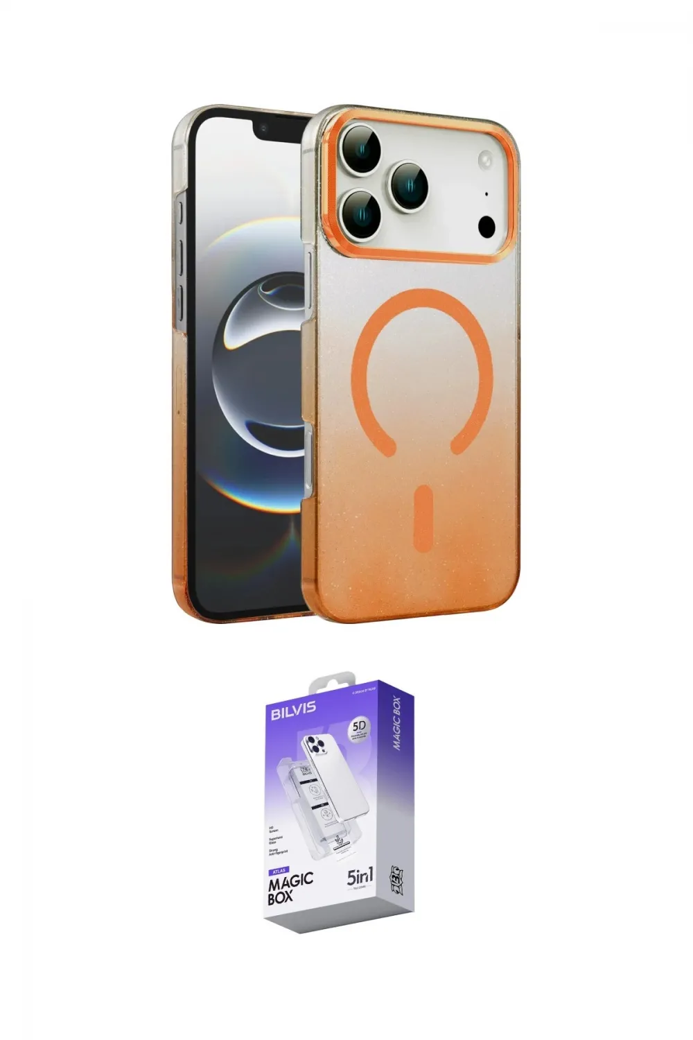 ieg™ iPhone 17 Pro Kılıf Ahenk Doku Özel Seri - Siyah Bilvis 5in1 3D Magic Cam Ekran Koruyucu