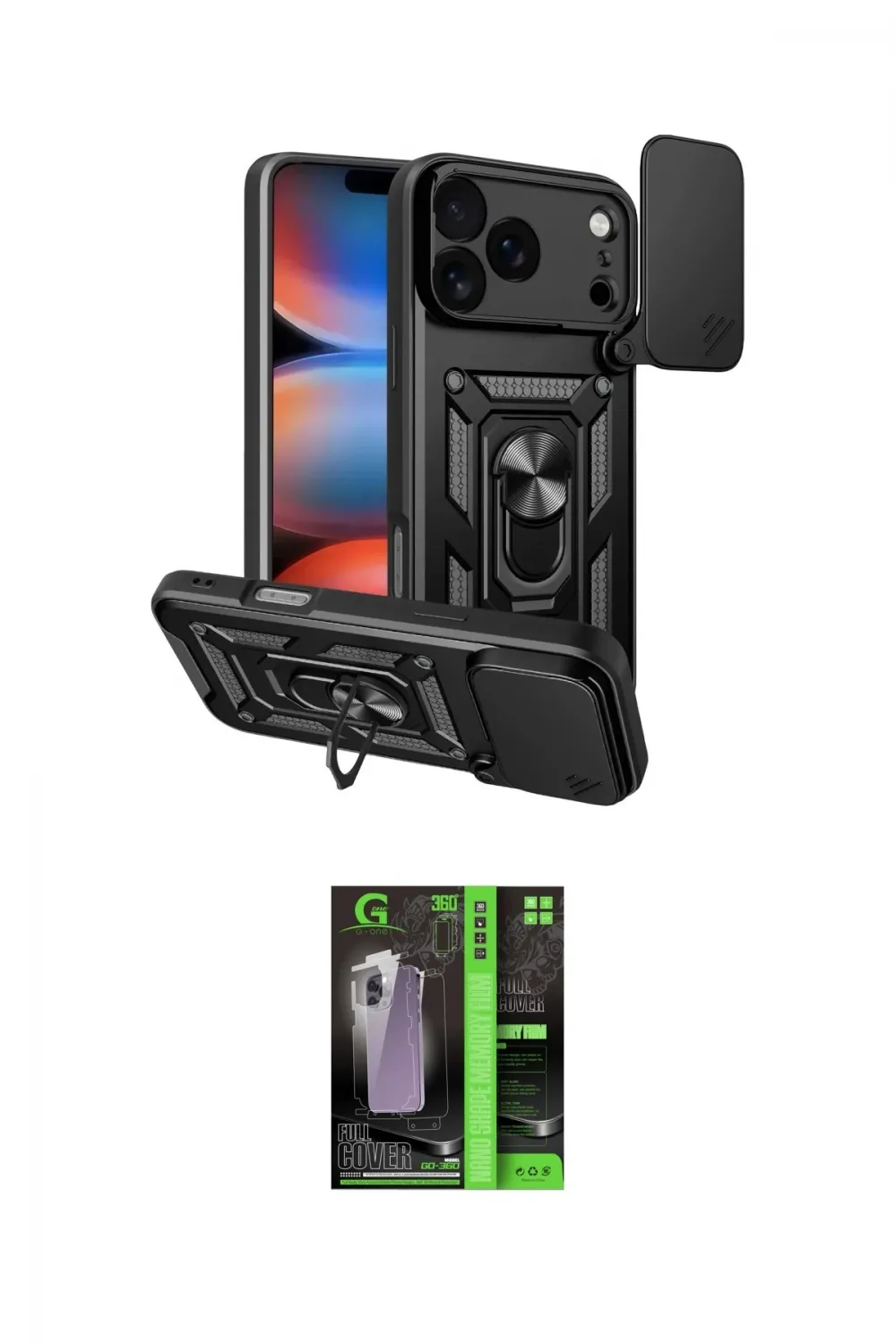 ieg™ iPhone 17 Pro Kılıf Ahenk Klasik - Siyah 360 Mat Full Body Arka Koruyucu