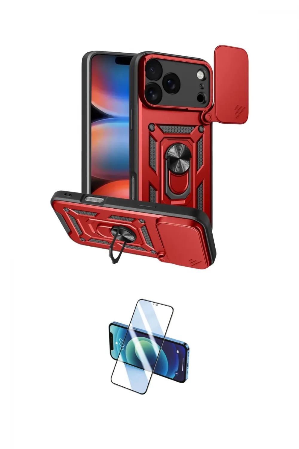 ieg™ iPhone 17 Pro Kılıf Ahenk Klasik - Siyah 3D Antistatik Cam Ekran Koruyucu