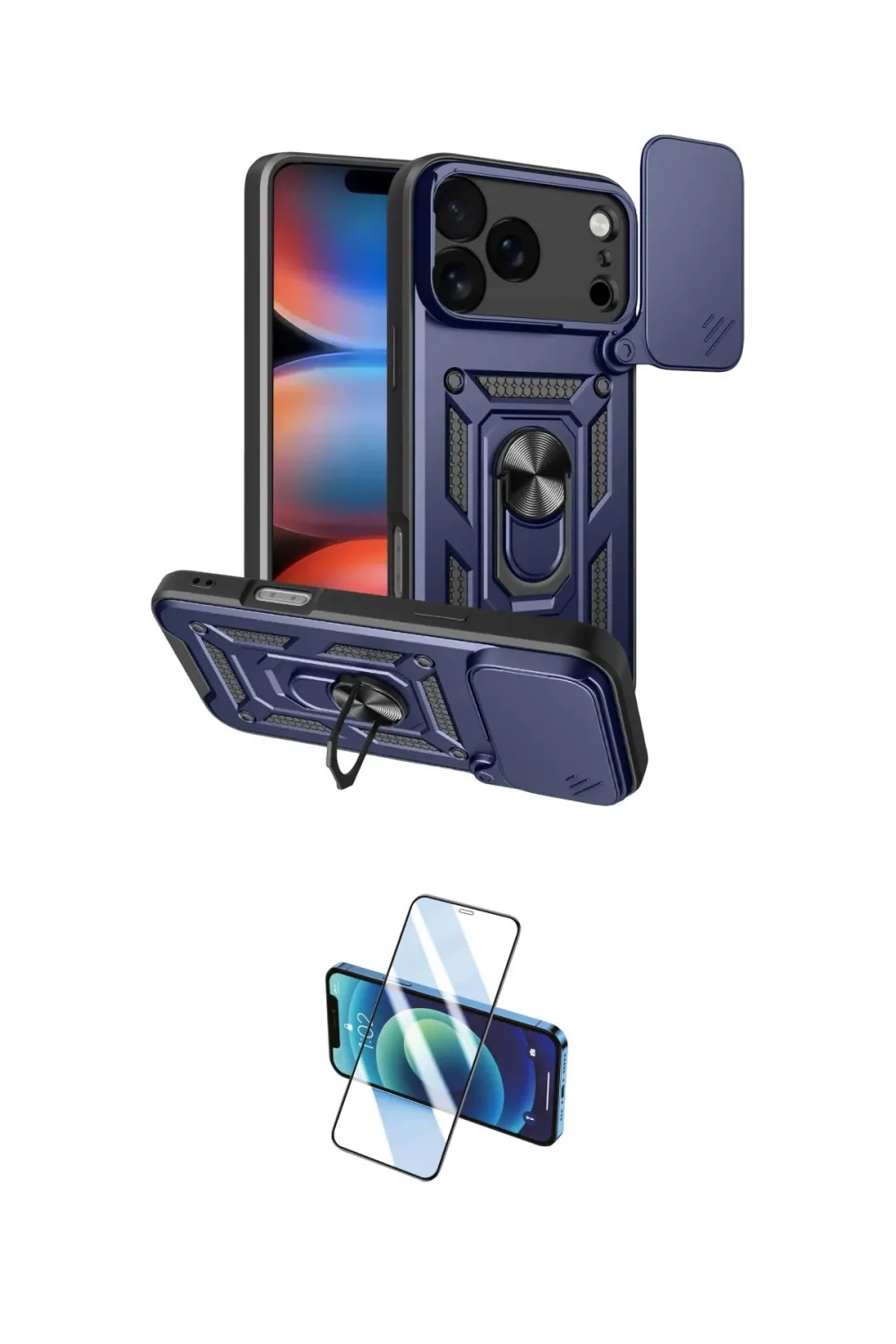 ieg™ iPhone 17 Pro Kılıf Ahenk Klasik - Siyah 3D Antistatik Cam Ekran Koruyucu