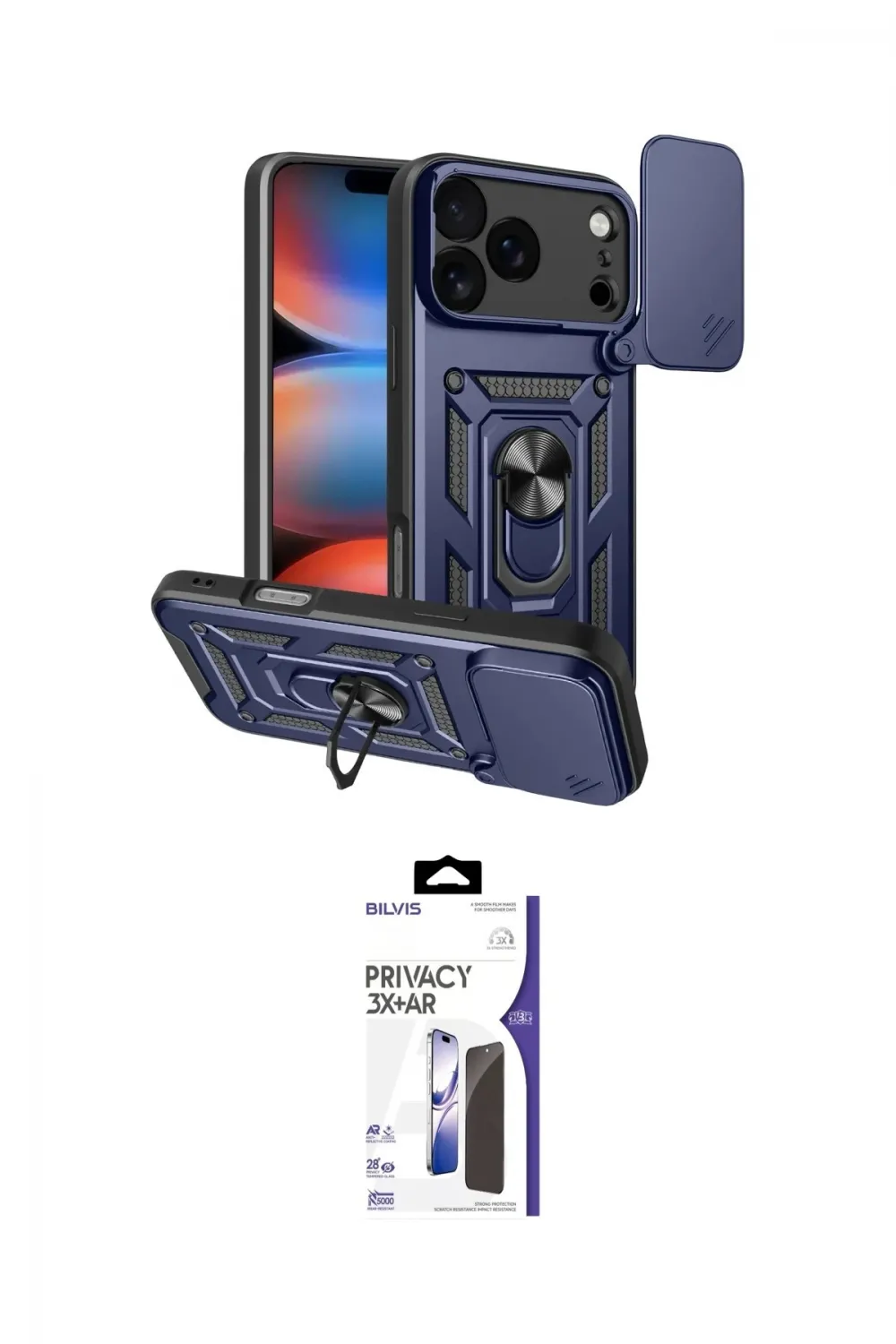 ieg™ iPhone 17 Pro Kılıf Ahenk Klasik - Siyah Bilvis 3X AR Hayalet Cam Ekran Koruyucu