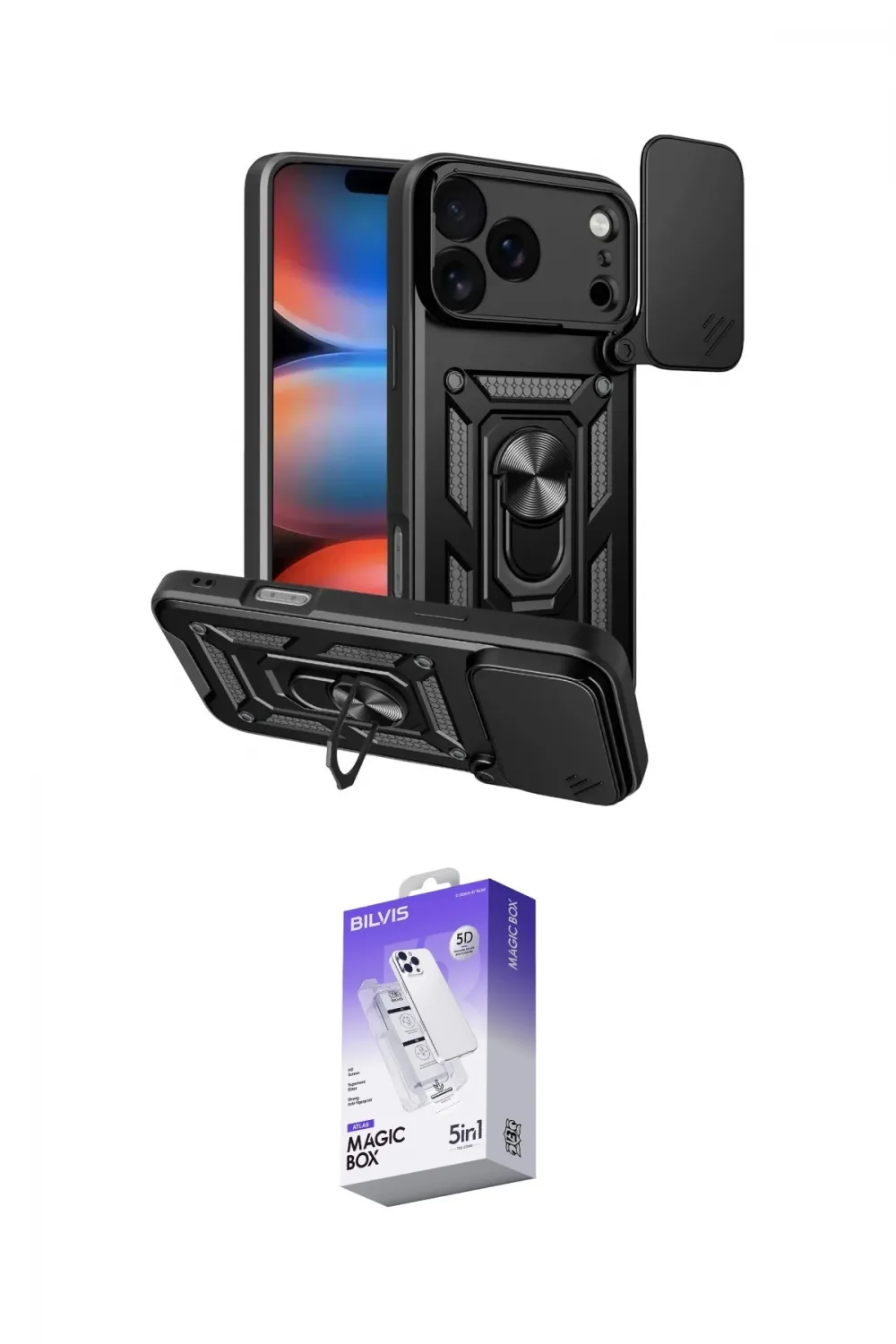ieg™ iPhone 17 Pro Kılıf Ahenk Klasik - Siyah Bilvis 5in1 3D Magic Cam Ekran Koruyucu
