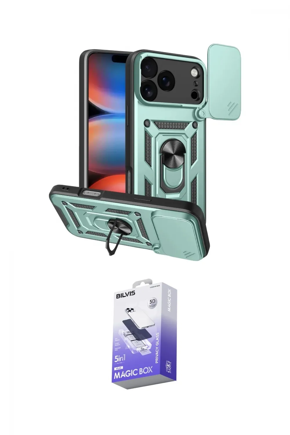 ieg™ iPhone 17 Pro Kılıf Ahenk Klasik - Siyah Bilvis 5in1 5D Magic Hayalet Cam Ekran Koruyucu