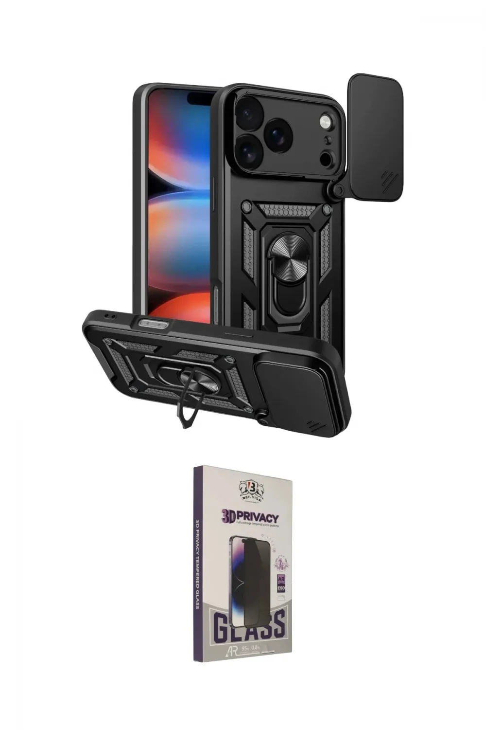 ieg™ iPhone 17 Pro Kılıf Ahenk Klasik - Siyah Bilvis Hayalet Cam Ekran Koruyucu