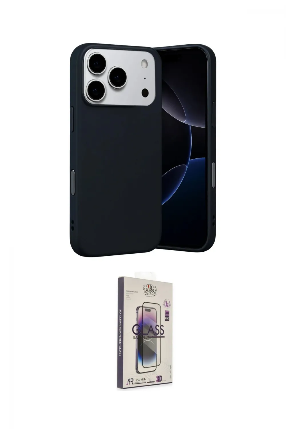 ieg™ iPhone 17 Pro Kılıf Ahenk Serisi - Siyah Bilvis 3D Cam Ekran Koruyucu