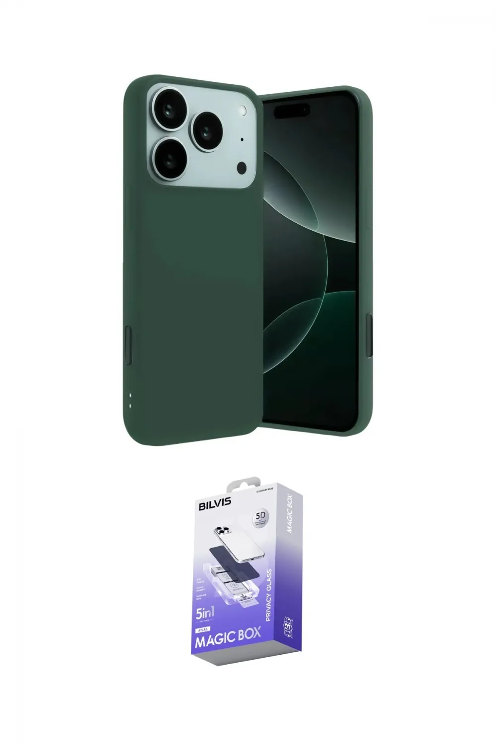 ieg™ iPhone 17 Pro Kılıf Ahenk Serisi - Siyah Bilvis 5in1 5D Magic Hayalet Cam Ekran Koruyucu