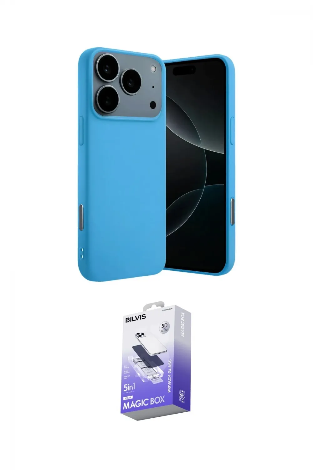 ieg™ iPhone 17 Pro Kılıf Ahenk Serisi - Siyah Bilvis 5in1 5D Magic Hayalet Cam Ekran Koruyucu