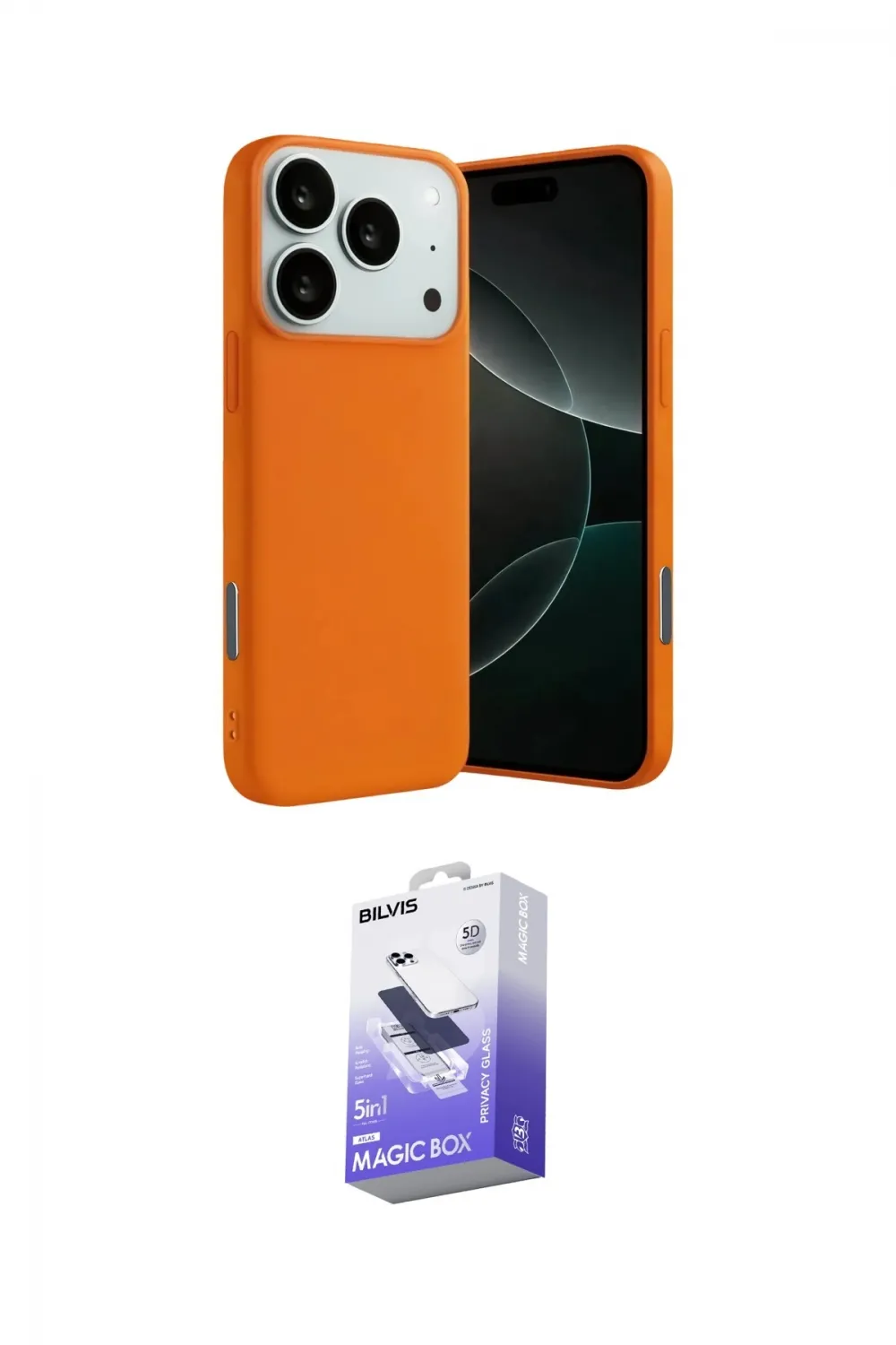 ieg™ iPhone 17 Pro Kılıf Ahenk Serisi - Siyah Bilvis 5in1 5D Magic Hayalet Cam Ekran Koruyucu