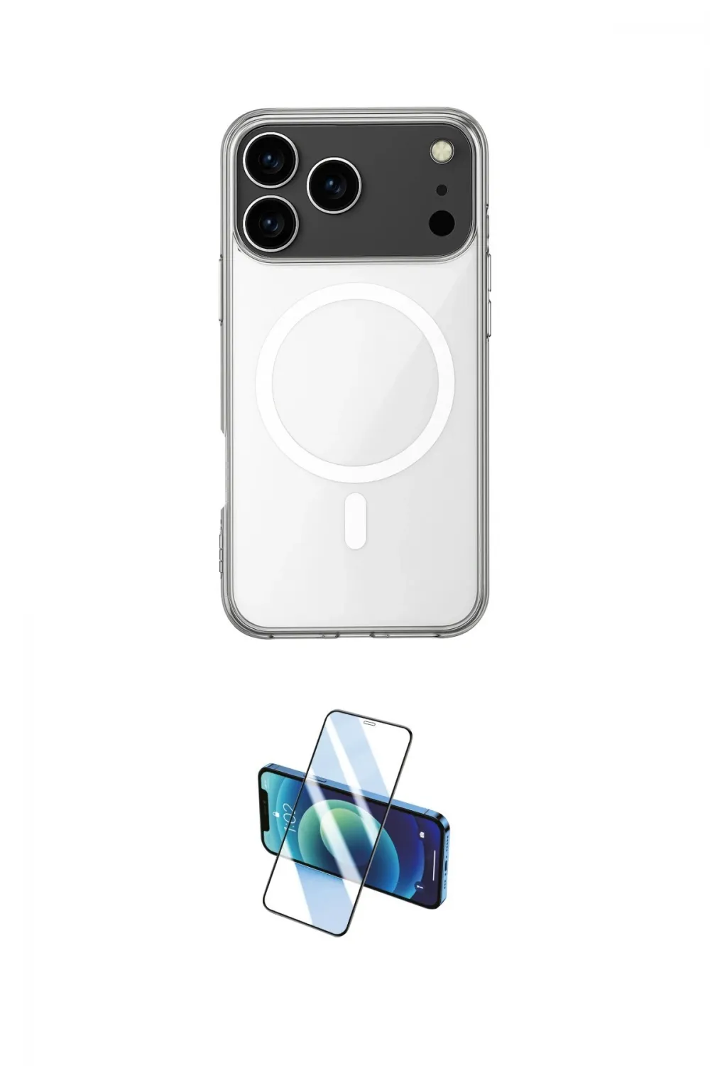 ieg™ iPhone 17 Pro Kılıf Ahenk Yansıma Prime - Siyah 3D Antistatik Cam Ekran Koruyucu