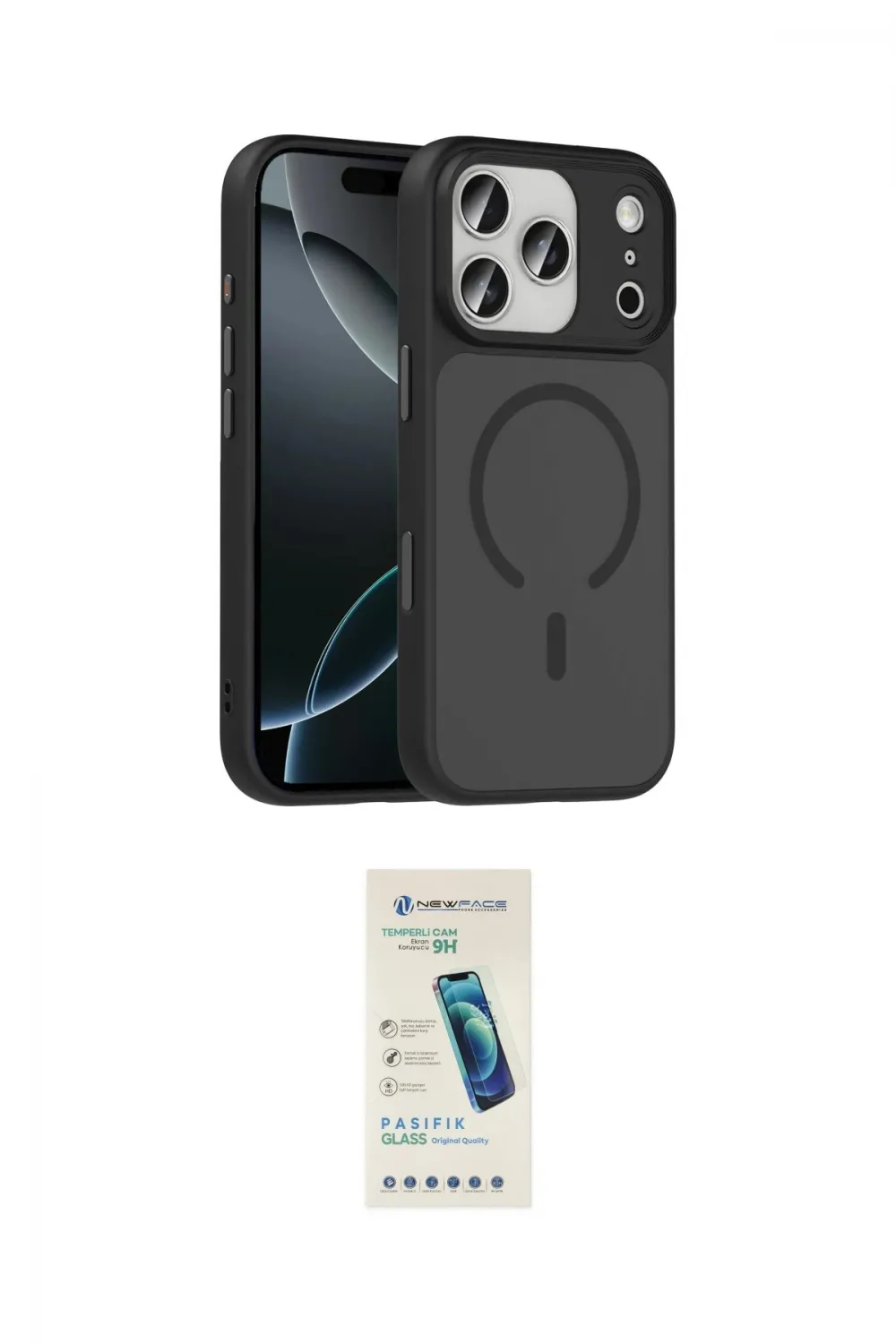 ieg™ iPhone 17 Pro Kılıf Doruk Form Serisi - Şeffaf Pasifik Cam Ekran Koruyucu
