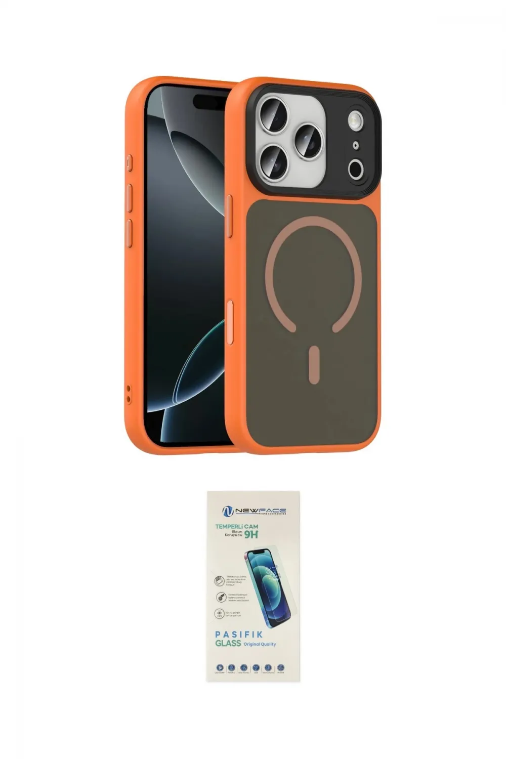 ieg™ iPhone 17 Pro Kılıf Doruk Form Serisi - Şeffaf Pasifik Cam Ekran Koruyucu