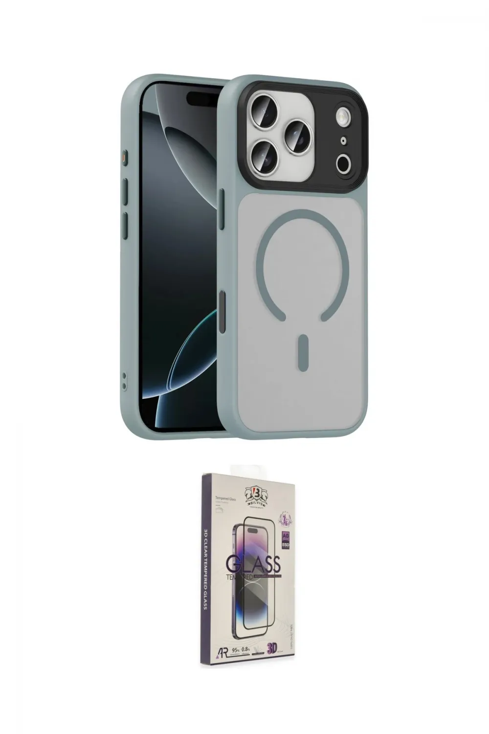 ieg™ iPhone 17 Pro Kılıf Doruk Form Serisi - Siyah Bilvis 3D Cam Ekran Koruyucu