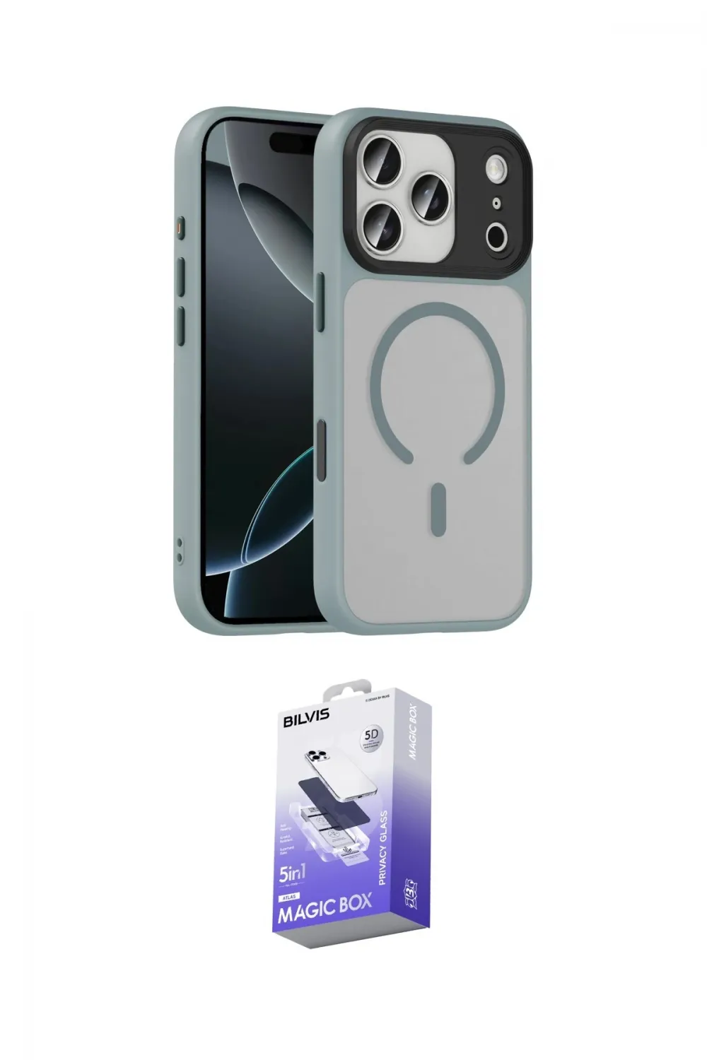 ieg™ iPhone 17 Pro Kılıf Doruk Form Serisi - Siyah Bilvis 5in1 5D Magic Hayalet Cam Ekran Koruyucu