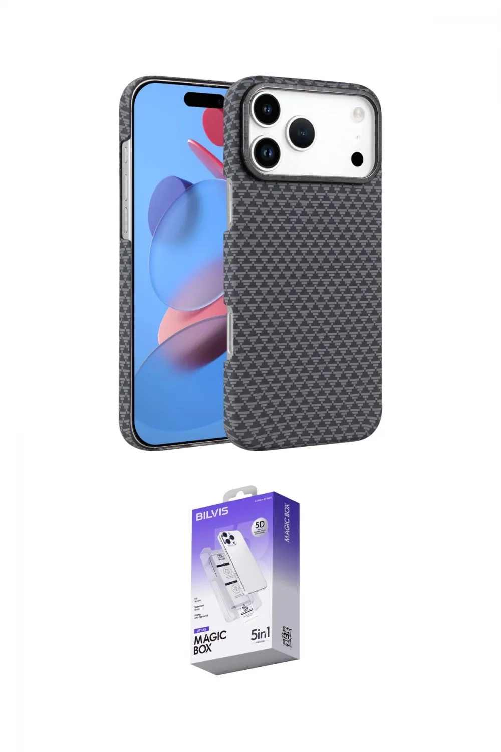 ieg™ iPhone 17 Pro Kılıf Doruk Serisi - Siyah Bilvis 5in1 3D Magic Cam Ekran Koruyucu