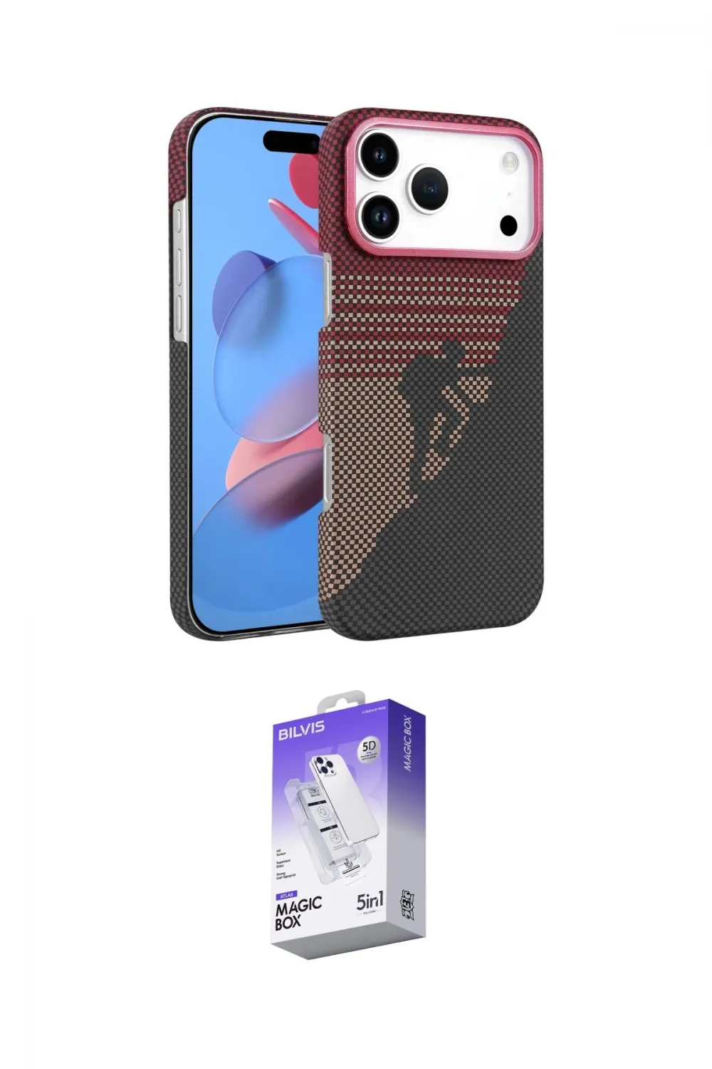 ieg™ iPhone 17 Pro Kılıf Doruk Serisi - Siyah Bilvis 5in1 3D Magic Cam Ekran Koruyucu