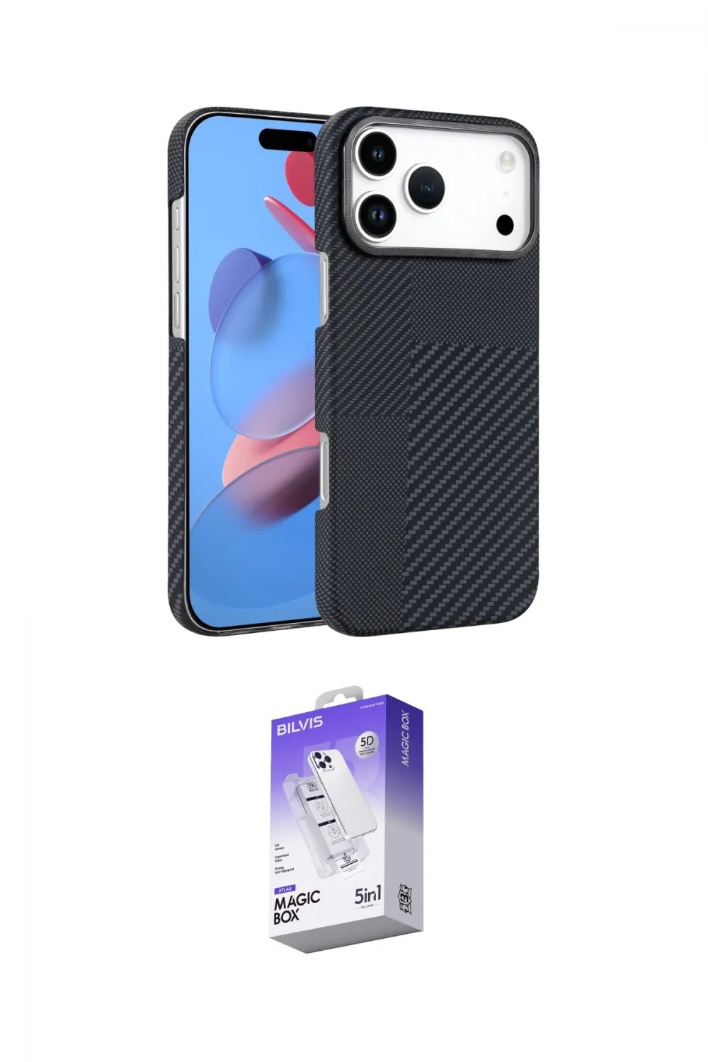ieg™ iPhone 17 Pro Kılıf Doruk Serisi - Siyah Bilvis 5in1 3D Magic Cam Ekran Koruyucu