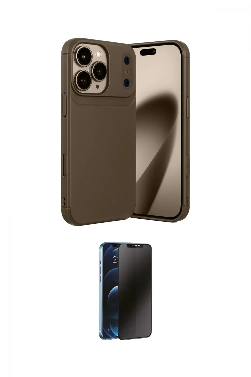 ieg™ iPhone 17 Pro Kılıf Eksen Form Prime - Siyah 3D Antistatik Hayalet Cam Ekran Koruyucu
