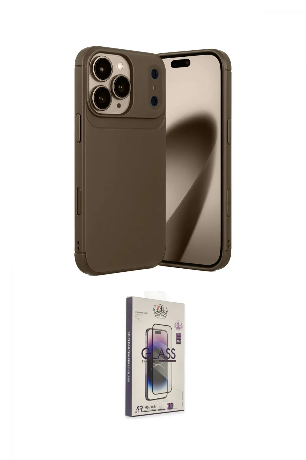 ieg™ iPhone 17 Pro Kılıf Eksen Form Prime - Siyah Bilvis 3D Cam Ekran Koruyucu