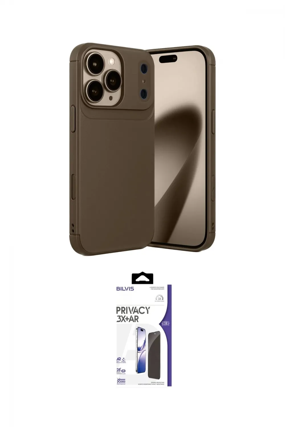 ieg™ iPhone 17 Pro Kılıf Eksen Form Prime - Siyah Bilvis 3X AR Hayalet Cam Ekran Koruyucu