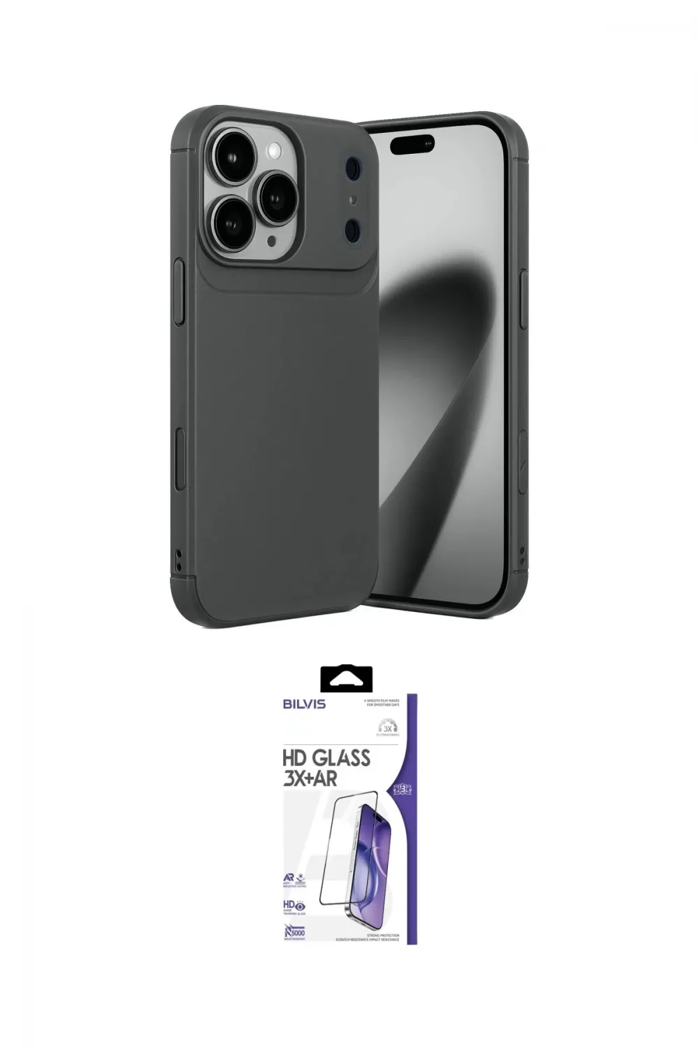 ieg™ iPhone 17 Pro Kılıf Eksen Form Prime - Siyah Bilvis 3X AR HD Cam Ekran Koruyucu