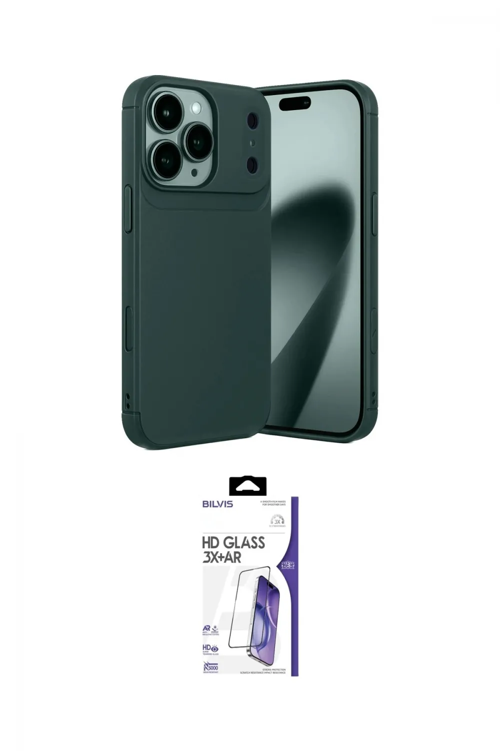 ieg™ iPhone 17 Pro Kılıf Eksen Form Prime - Siyah Bilvis 3X AR HD Cam Ekran Koruyucu