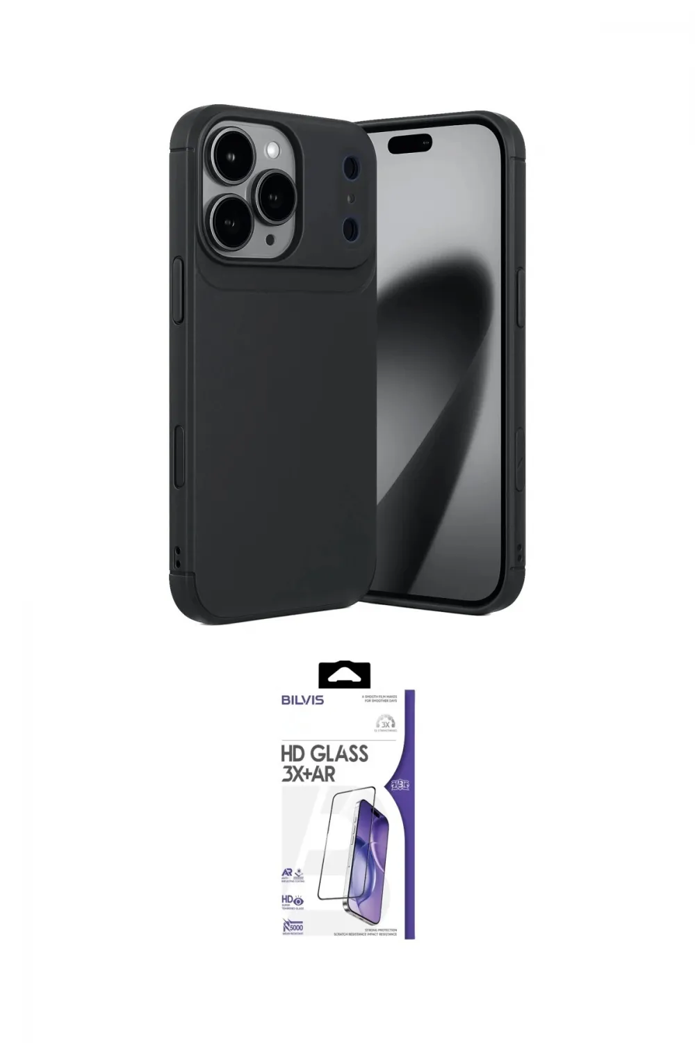 ieg™ iPhone 17 Pro Kılıf Eksen Form Prime - Siyah Bilvis 3X AR HD Cam Ekran Koruyucu