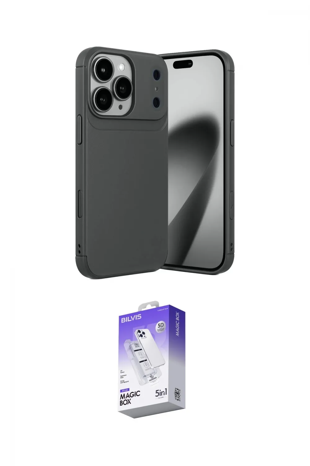 ieg™ iPhone 17 Pro Kılıf Eksen Form Prime - Siyah Bilvis 5in1 3D Magic Cam Ekran Koruyucu