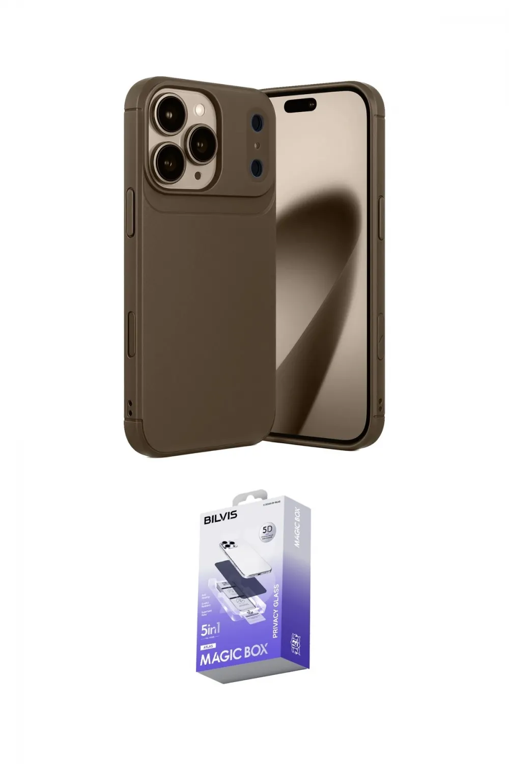 ieg™ iPhone 17 Pro Kılıf Eksen Form Prime - Siyah Bilvis 5in1 5D Magic Hayalet Cam Ekran Koruyucu
