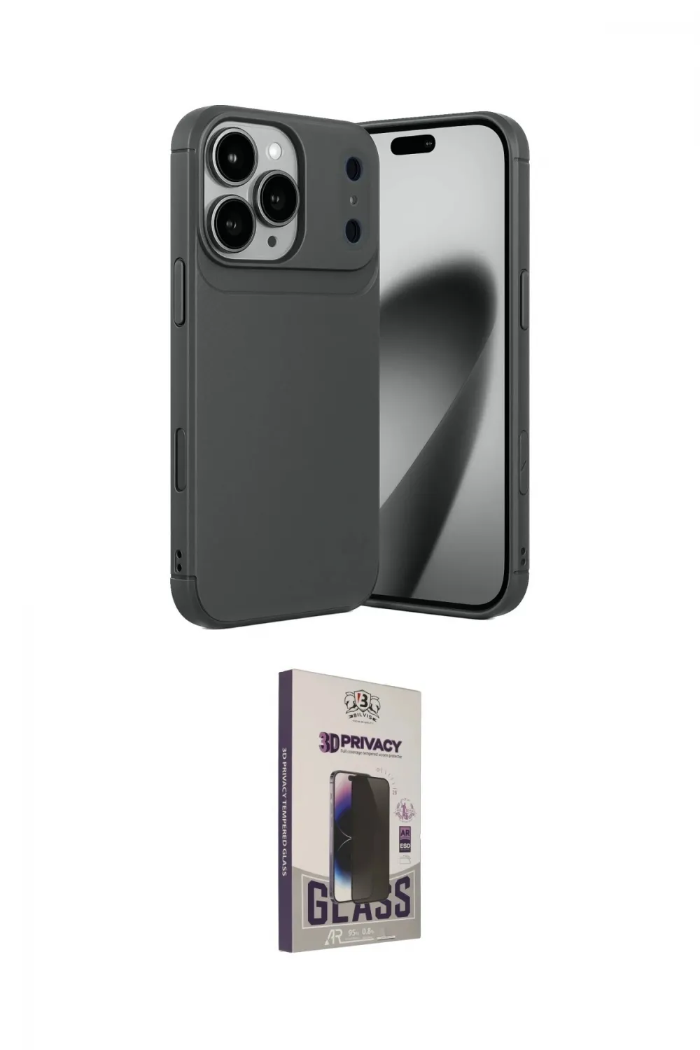 ieg™ iPhone 17 Pro Kılıf Eksen Form Prime - Siyah Bilvis Hayalet Cam Ekran Koruyucu