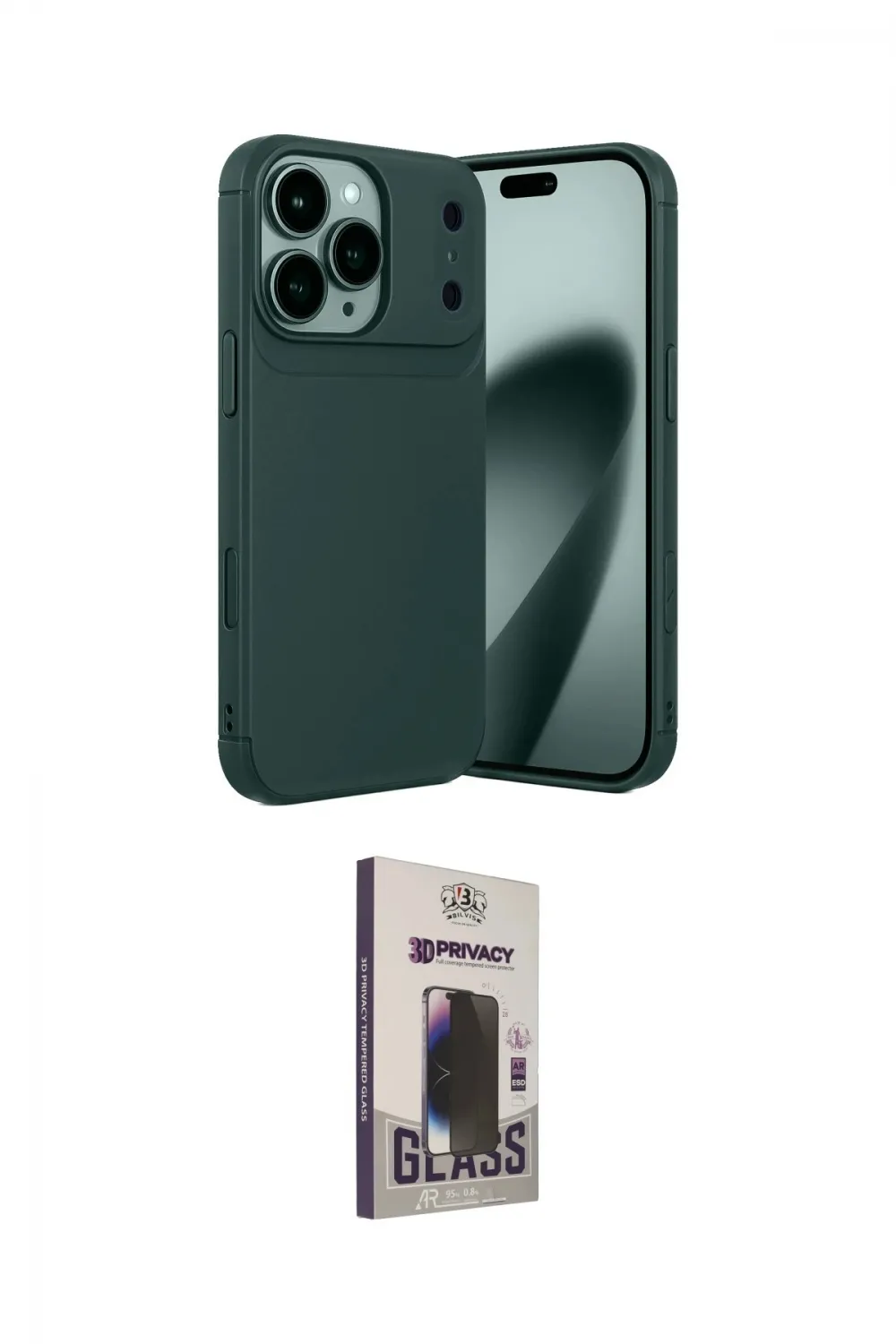 ieg™ iPhone 17 Pro Kılıf Eksen Form Prime - Siyah Bilvis Hayalet Cam Ekran Koruyucu