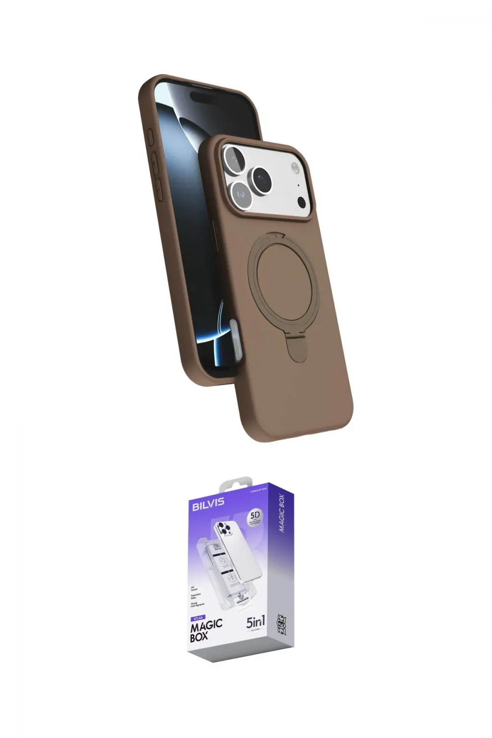ieg™ iPhone 17 Pro Kılıf İz Işık Koleksiyonu - Siyah Bilvis 5in1 3D Magic Cam Ekran Koruyucu