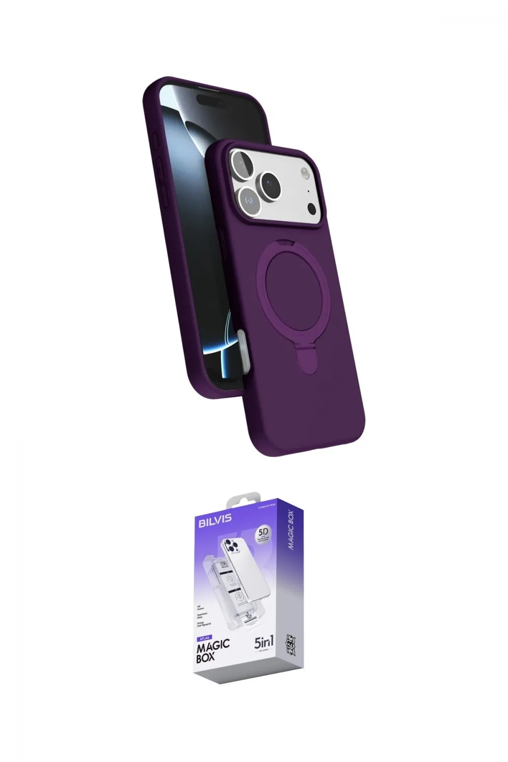 ieg™ iPhone 17 Pro Kılıf İz Işık Koleksiyonu - Siyah Bilvis 5in1 3D Magic Cam Ekran Koruyucu