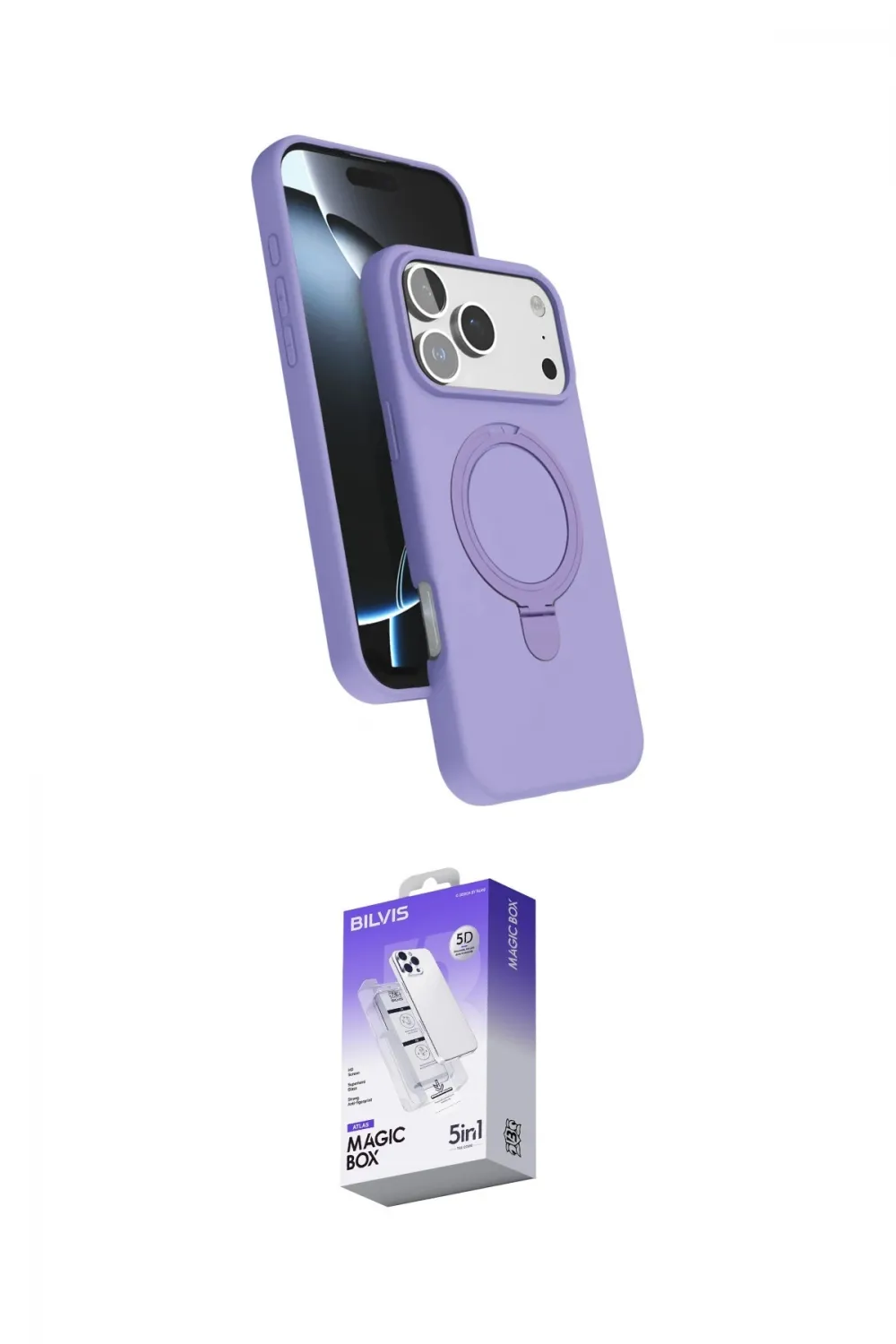 ieg™ iPhone 17 Pro Kılıf İz Işık Koleksiyonu - Siyah Bilvis 5in1 3D Magic Cam Ekran Koruyucu