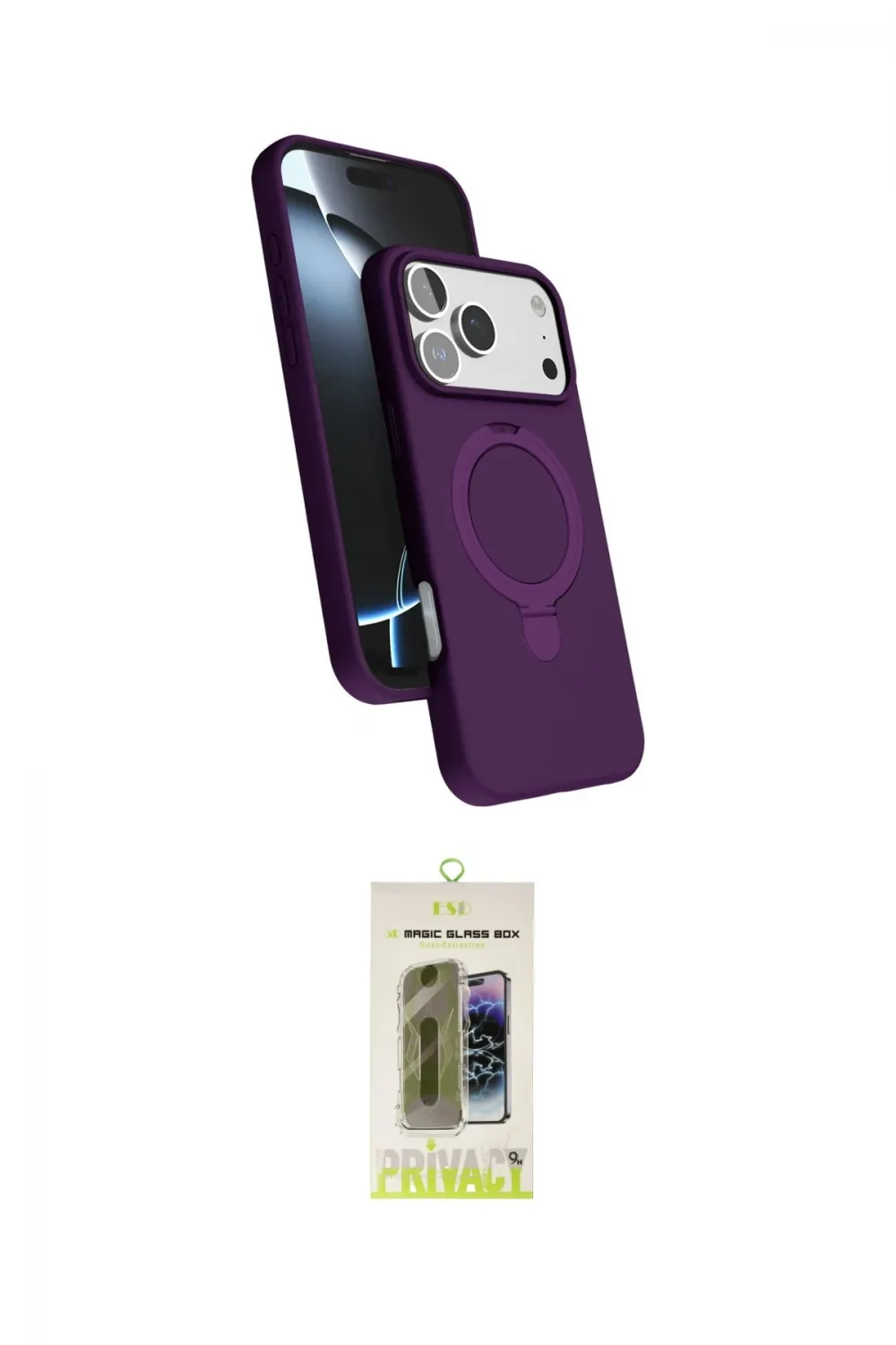 ieg™ iPhone 17 Pro Kılıf İz Işık Koleksiyonu - Siyah Joko Magic 5D Hayalet Cam