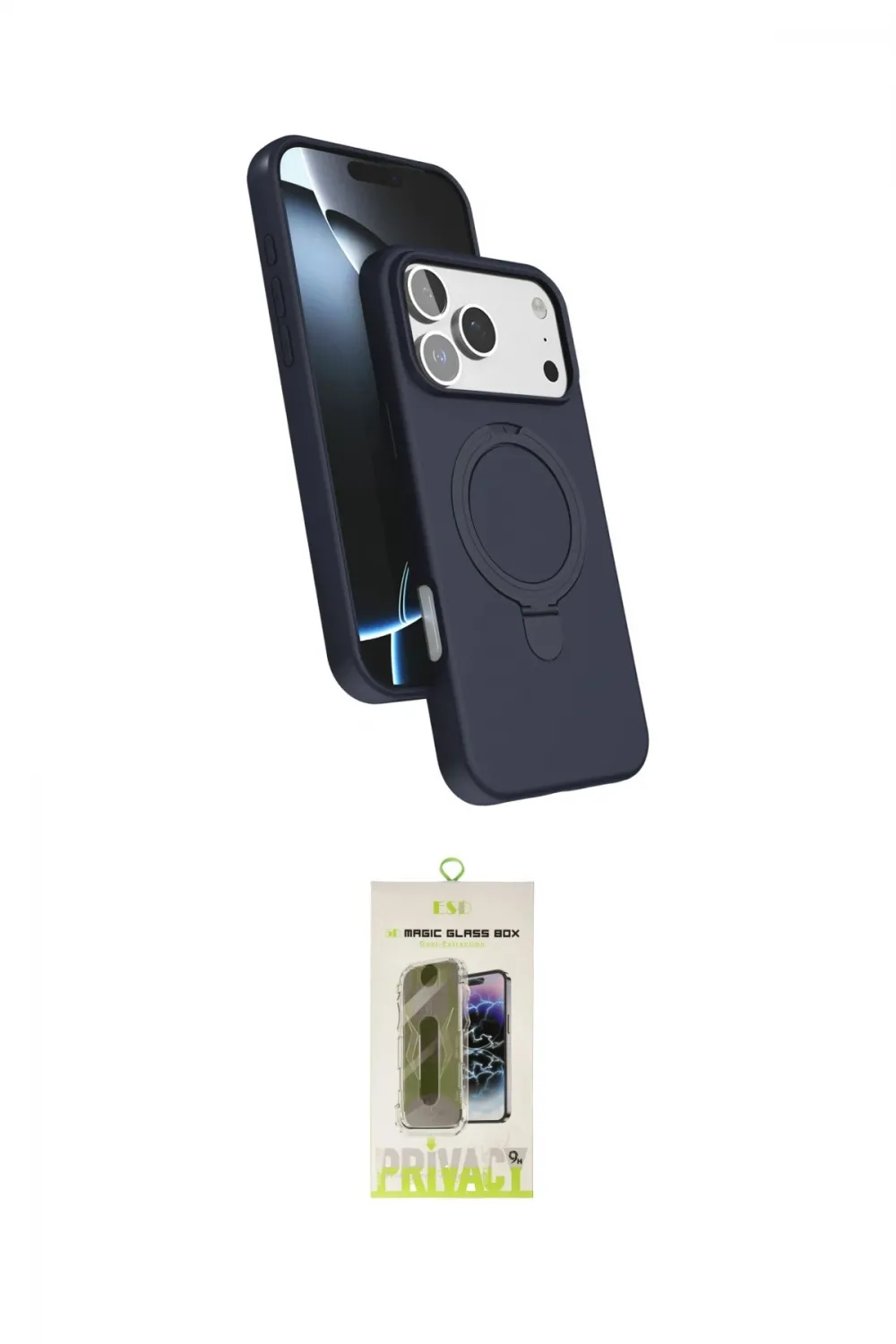 ieg™ iPhone 17 Pro Kılıf İz Işık Koleksiyonu - Siyah Joko Magic 5D Hayalet Cam