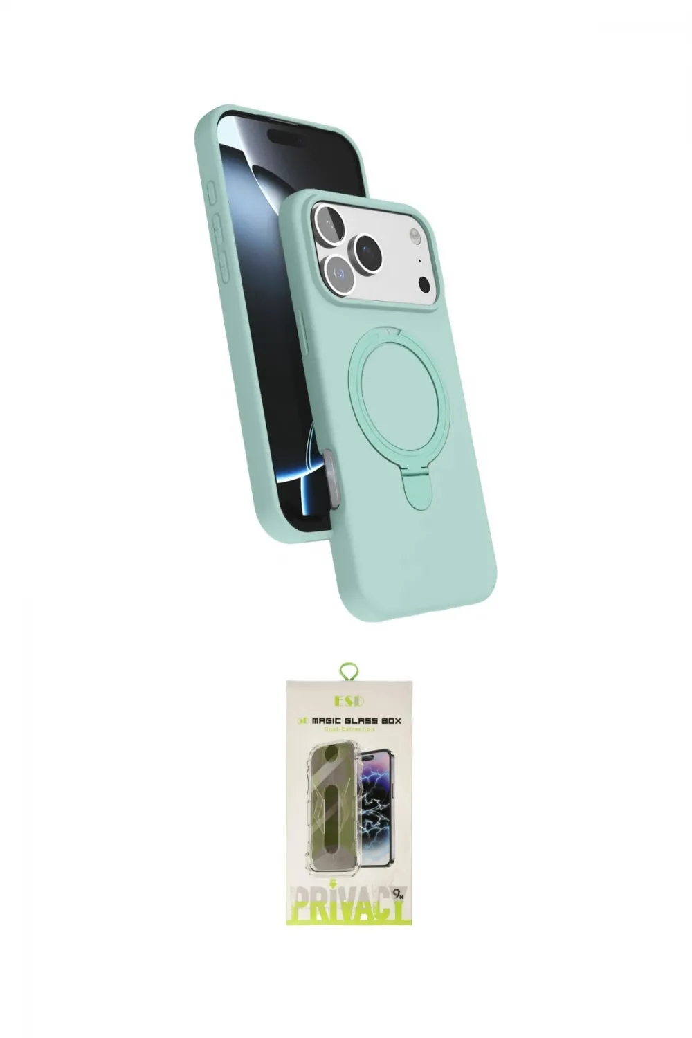 ieg™ iPhone 17 Pro Kılıf İz Işık Koleksiyonu - Siyah Joko Magic 5D Hayalet Cam