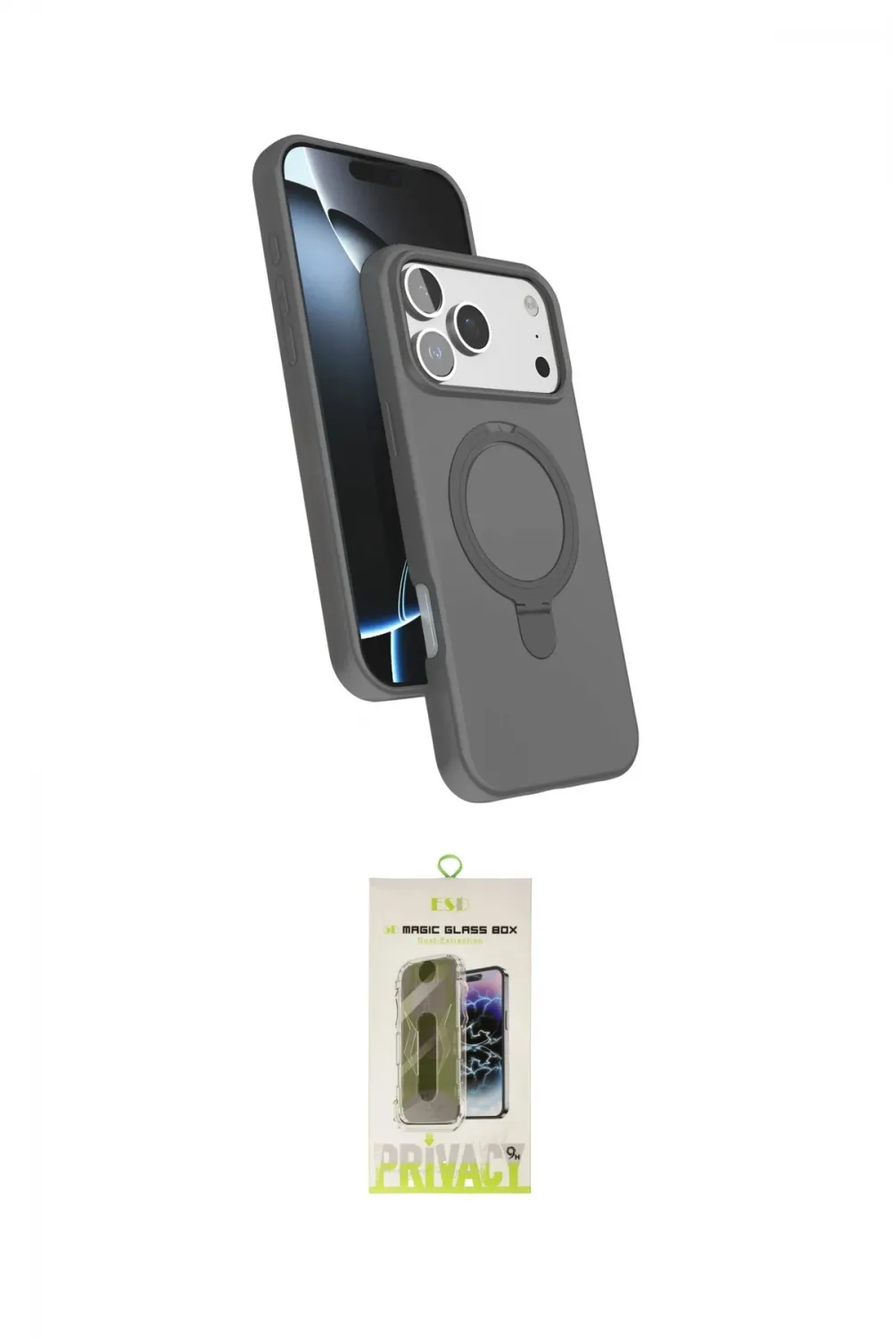ieg™ iPhone 17 Pro Kılıf İz Işık Koleksiyonu - Siyah Joko Magic 5D Hayalet Cam
