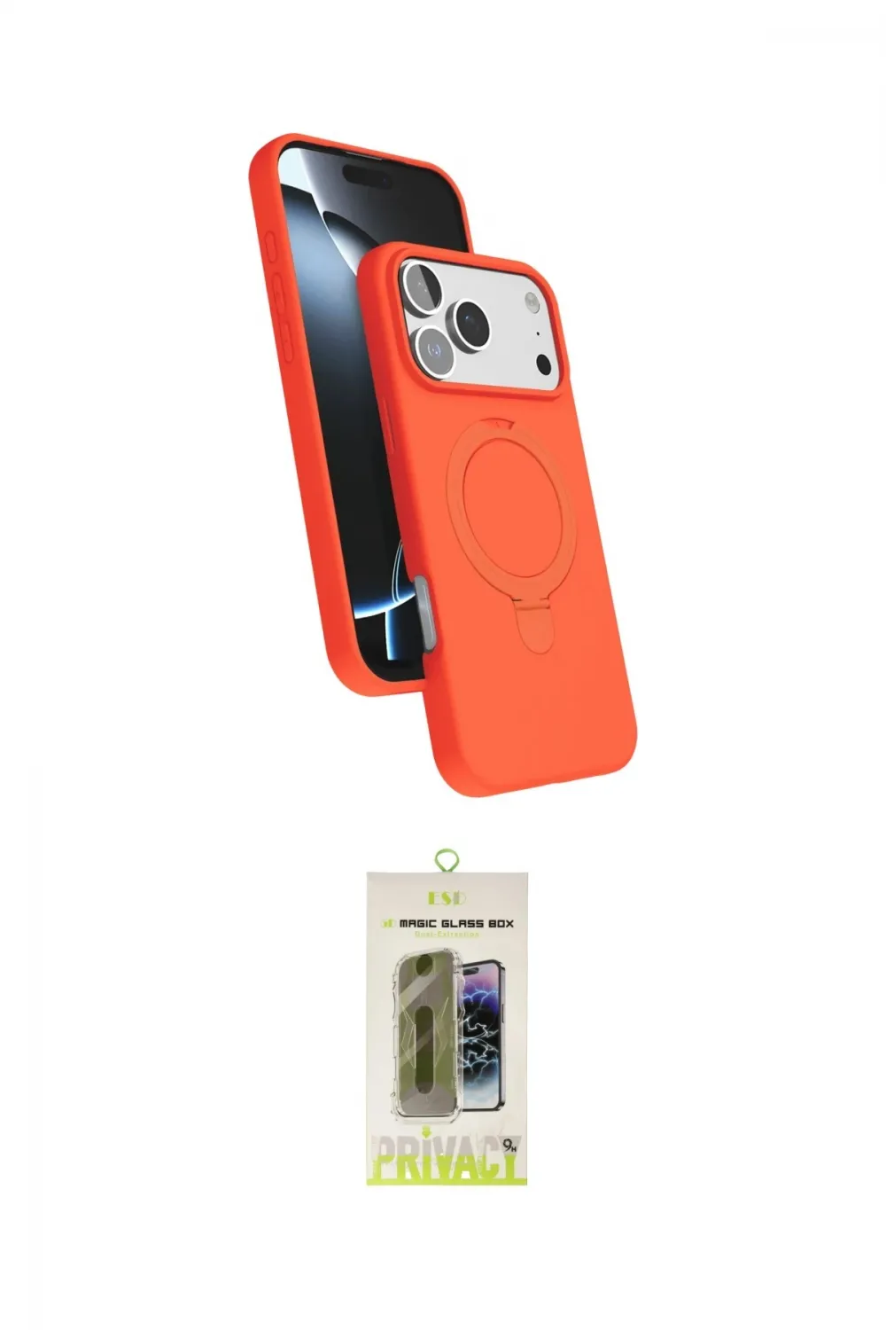 ieg™ iPhone 17 Pro Kılıf İz Işık Koleksiyonu - Siyah Joko Magic 5D Hayalet Cam
