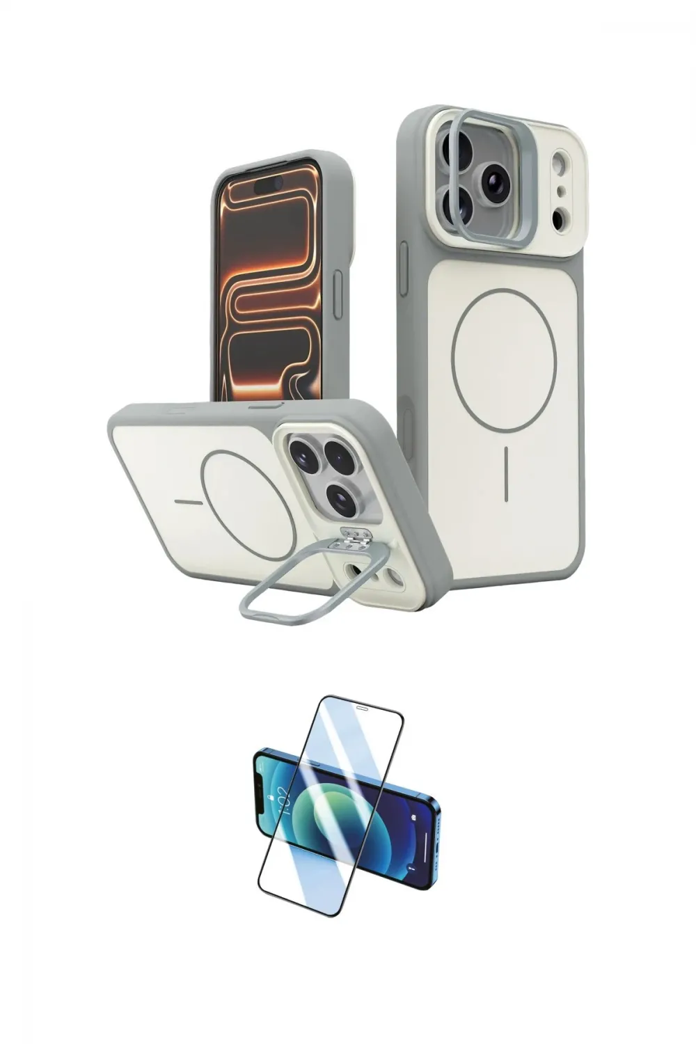 ieg™ iPhone 17 Pro Kılıf İz Modern Prime - Siyah 3D Antistatik Cam Ekran Koruyucu