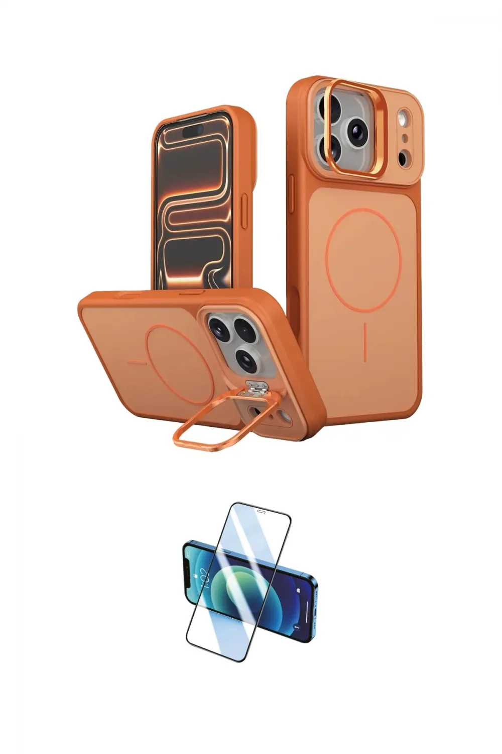ieg™ iPhone 17 Pro Kılıf İz Modern Prime - Siyah 3D Antistatik Cam Ekran Koruyucu