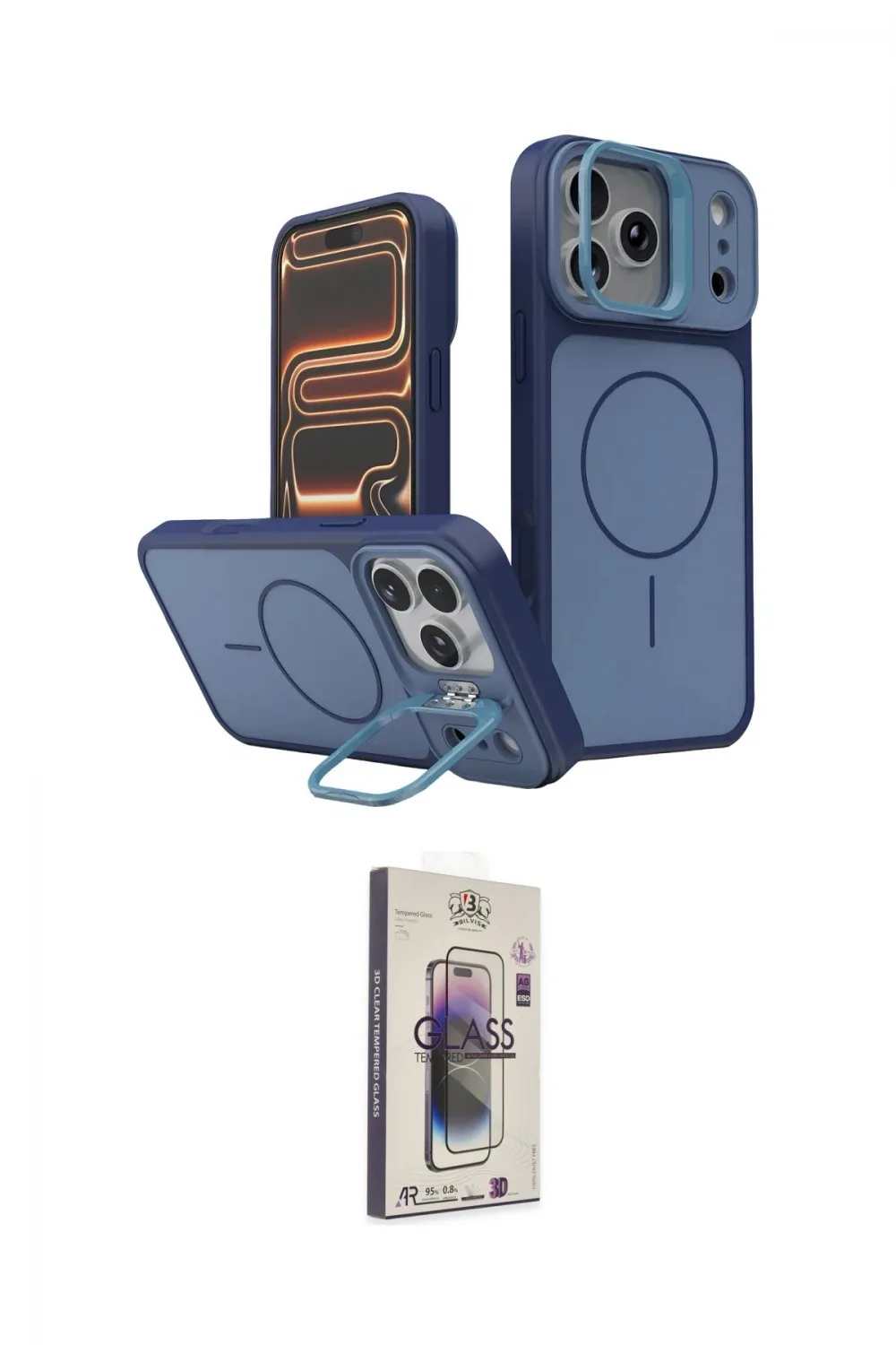 ieg™ iPhone 17 Pro Kılıf İz Modern Prime - Siyah Bilvis 3D Cam Ekran Koruyucu