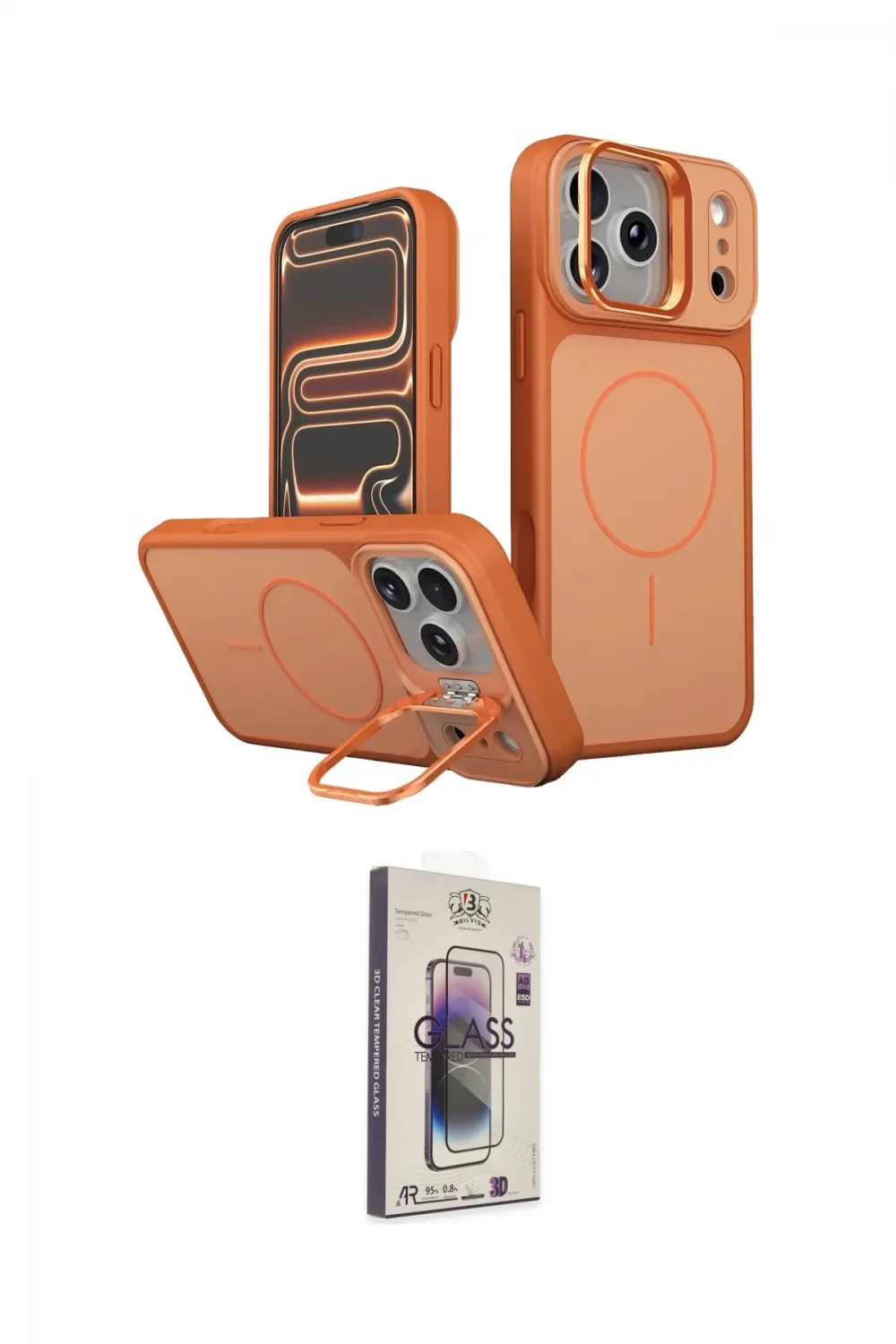 ieg™ iPhone 17 Pro Kılıf İz Modern Prime - Siyah Bilvis 3D Cam Ekran Koruyucu