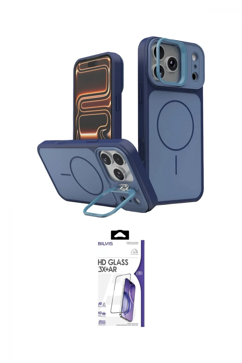 ieg™ iPhone 17 Pro Kılıf İz Modern Prime - Siyah Bilvis 3X AR HD Cam Ekran Koruyucu